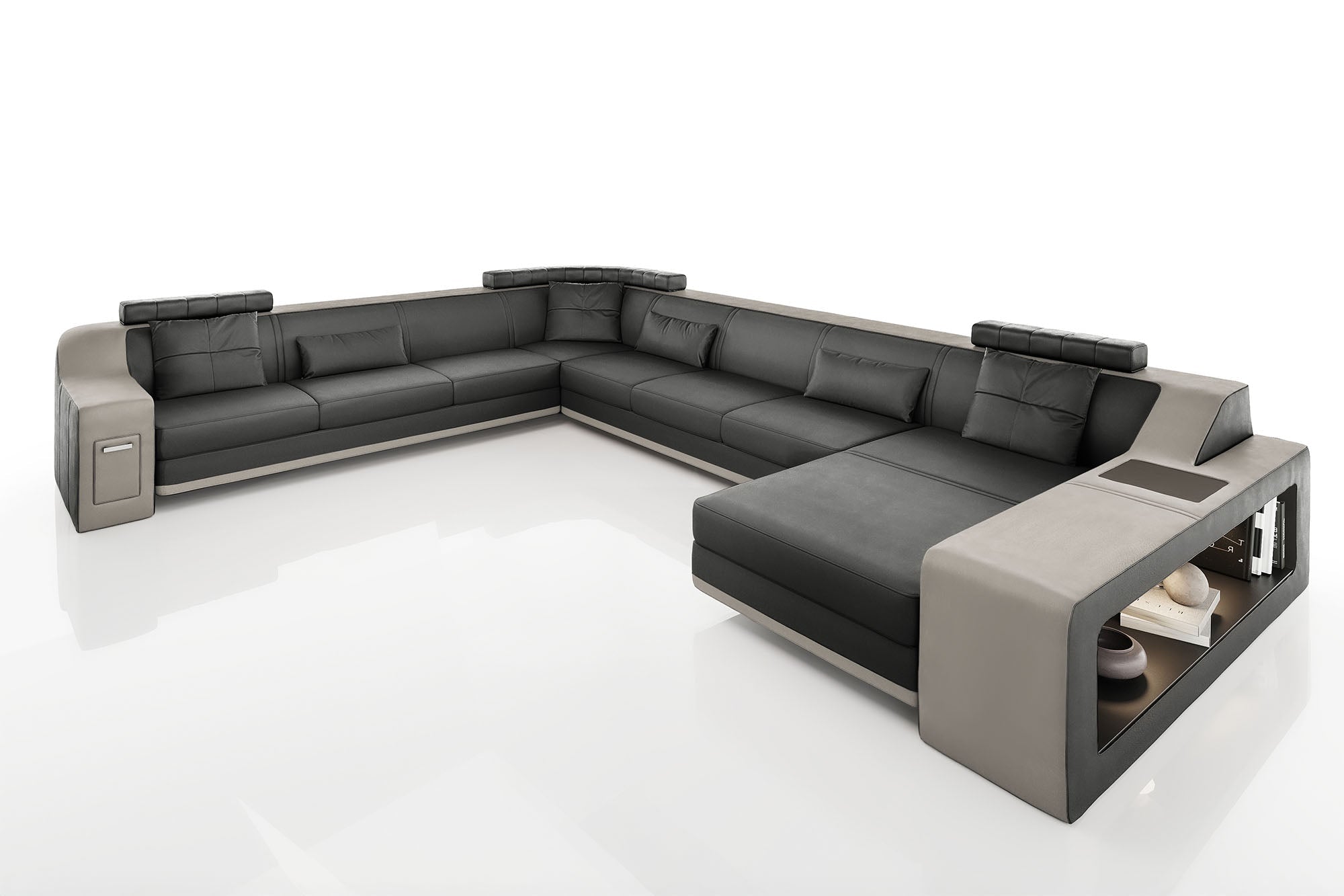 Magnus LG [S] Große Leder Wohnlandschaft U-Ottomane
