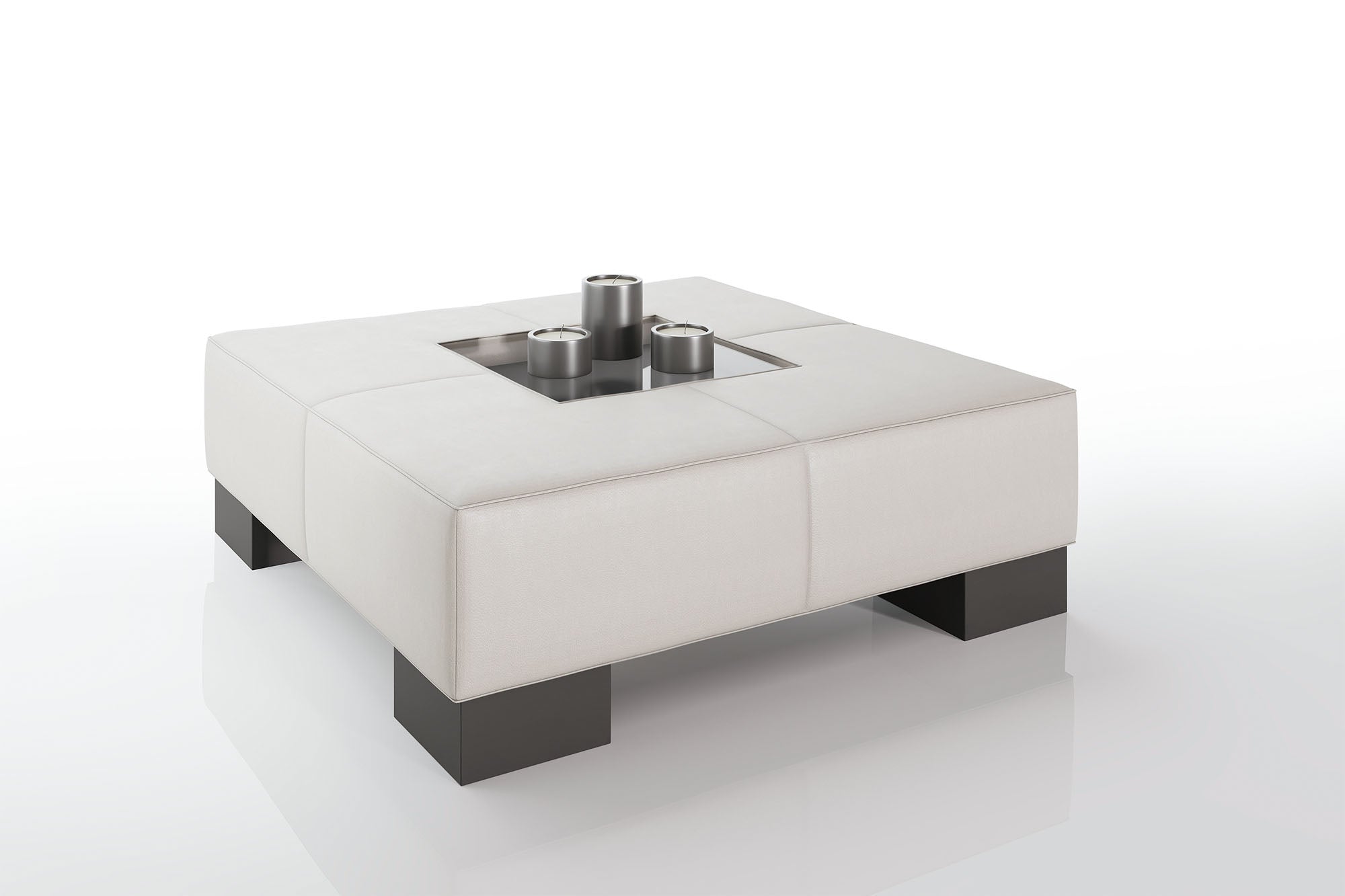 Como 89 cm Leder-Couchtisch mit hohen Holzfüßen