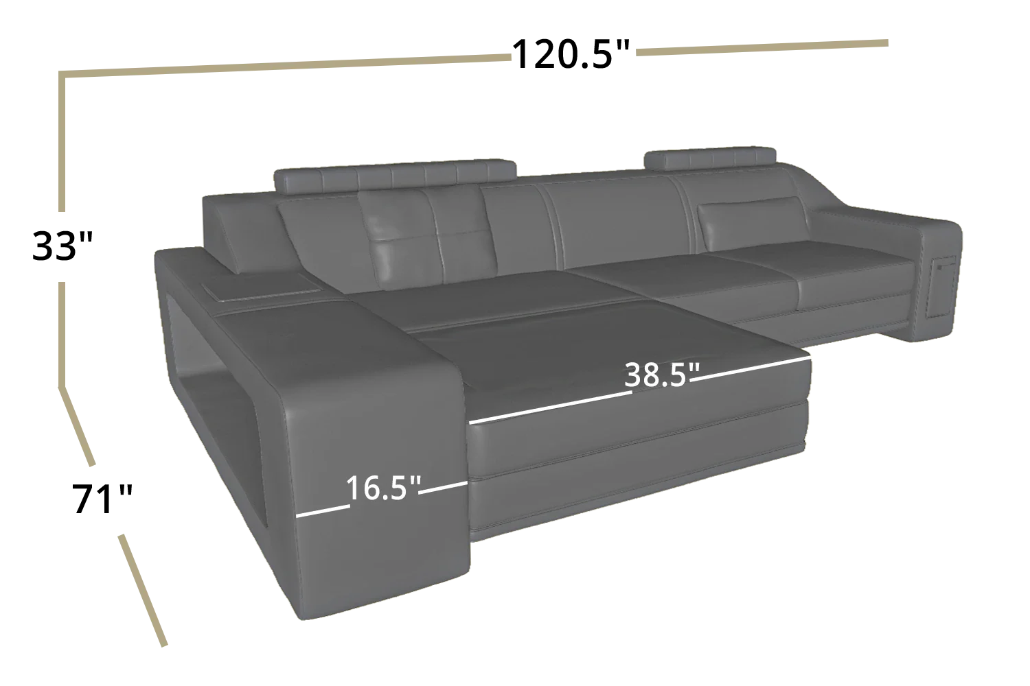 Magnus IV [S] Ledersofa mit Ottomane L-Form