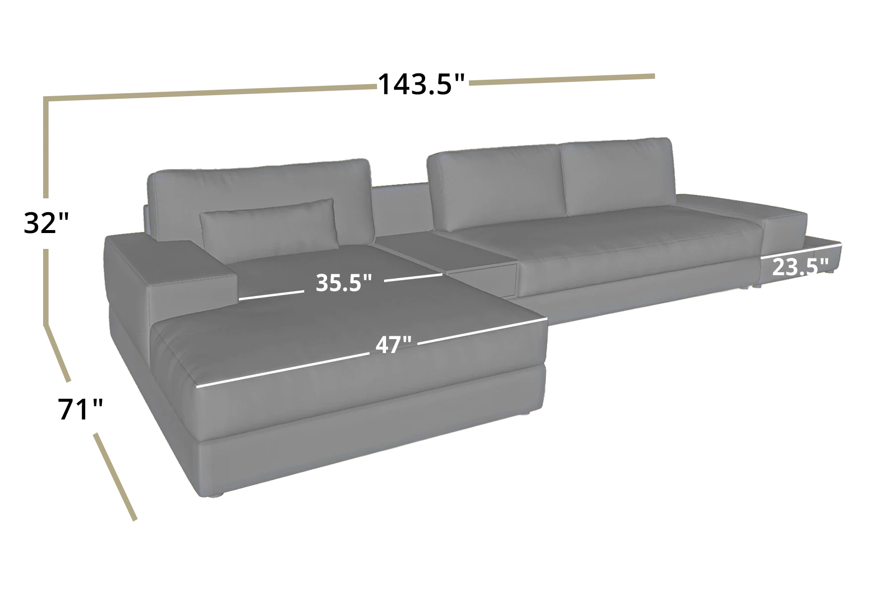 Luca [P] Ledersofa mit Ottomane L-Form