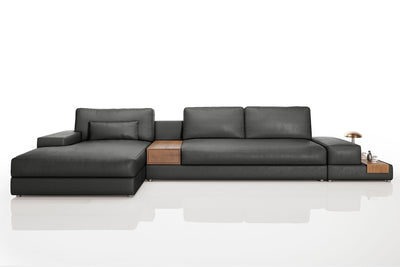 Luca [P] Ledersofa mit Ottomane L-Form