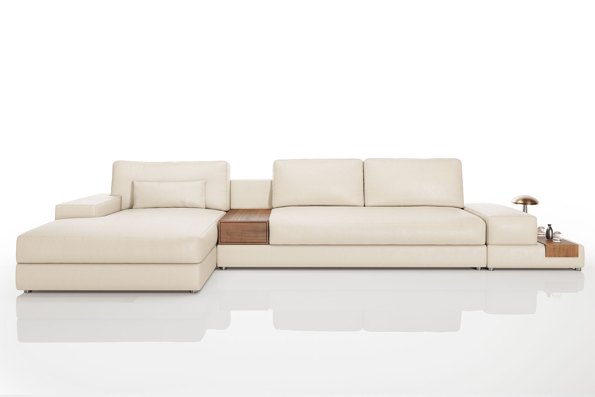 Luca [P] Ledersofa mit Ottomane L-Form