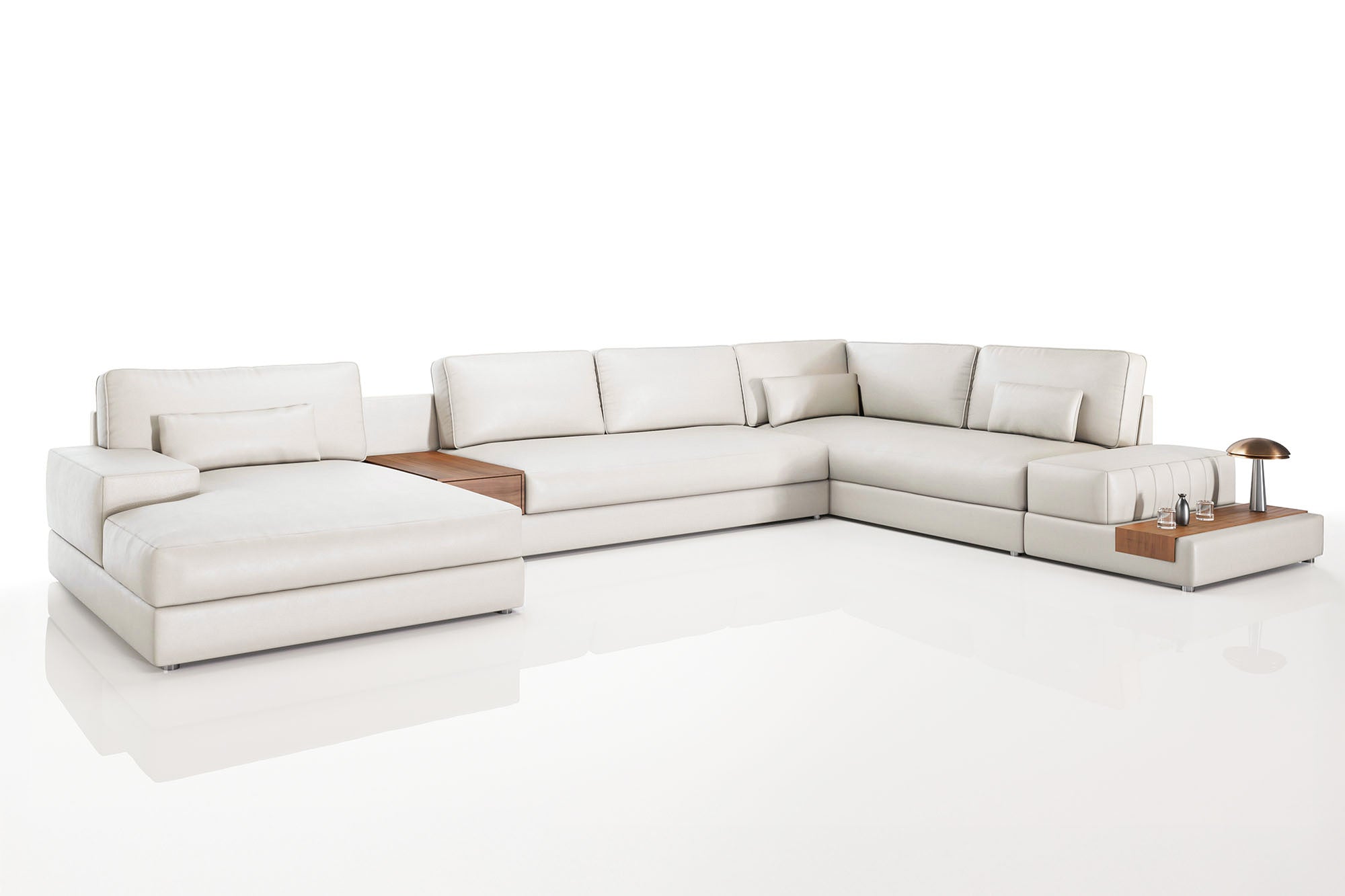 Luca LG [P] Leder Wohnlandschaft U-Ottomane