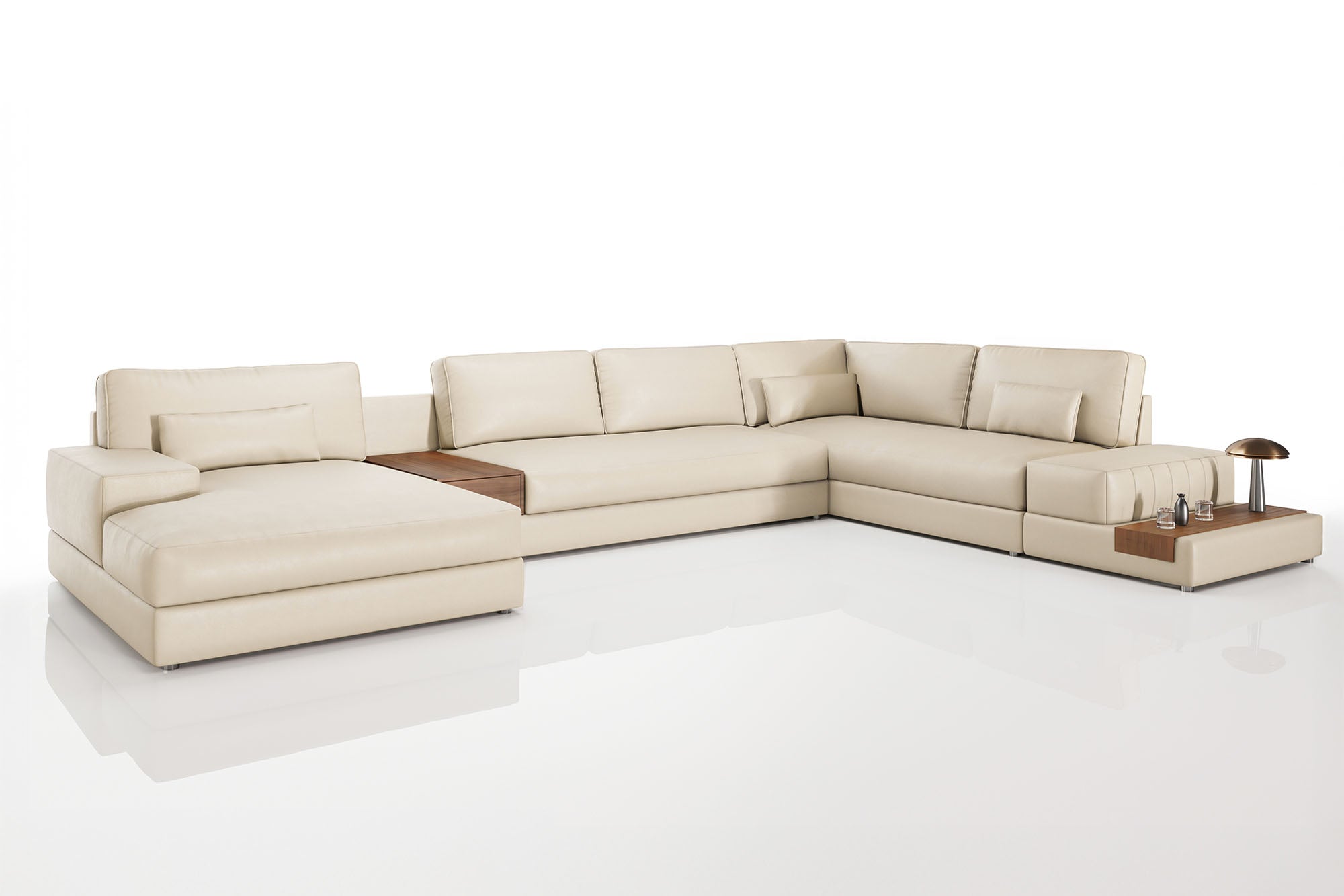 Luca LG [P] Leder Wohnlandschaft U-Ottomane