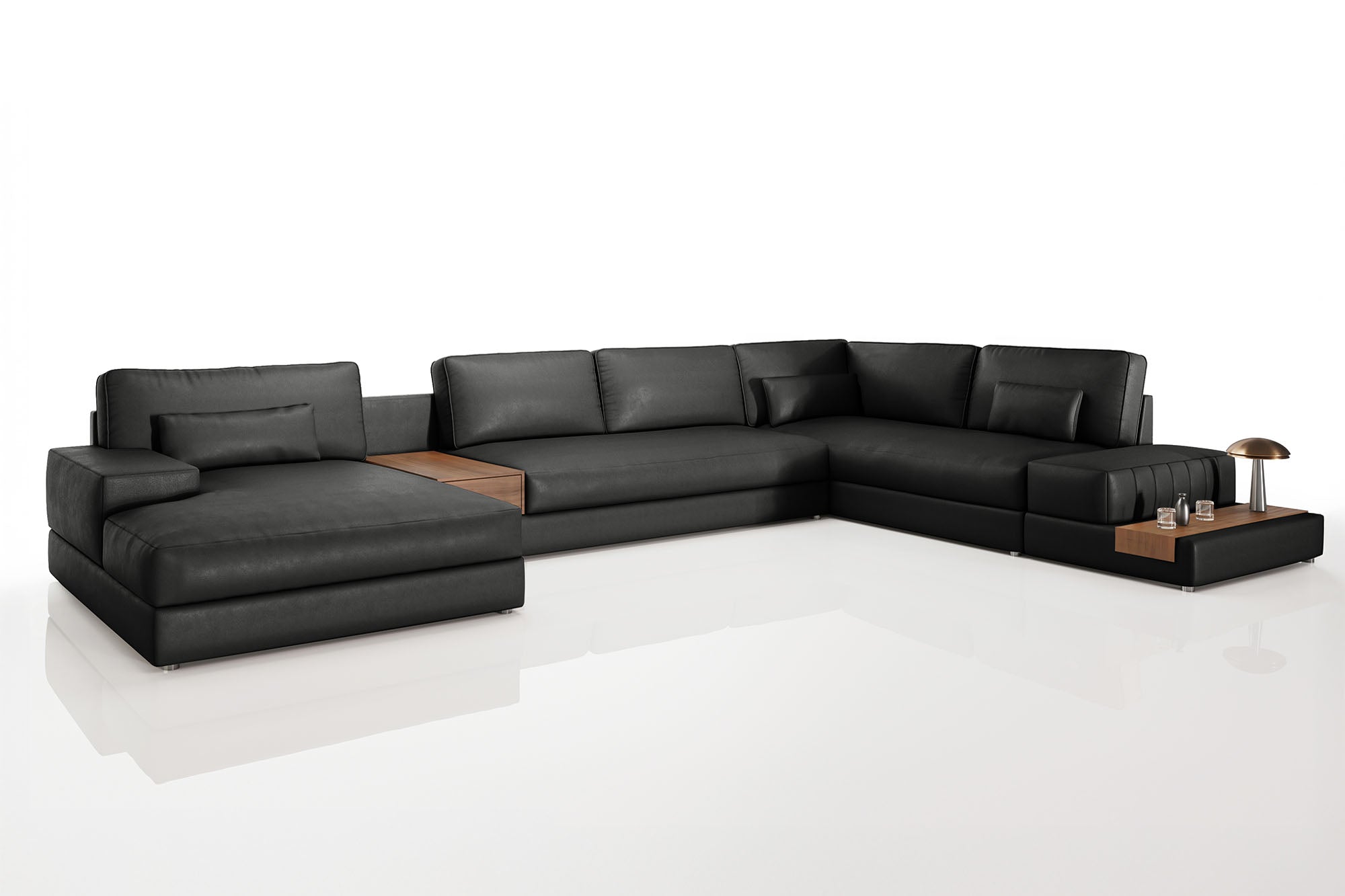 Luca LG [P] Leder Wohnlandschaft U-Ottomane
