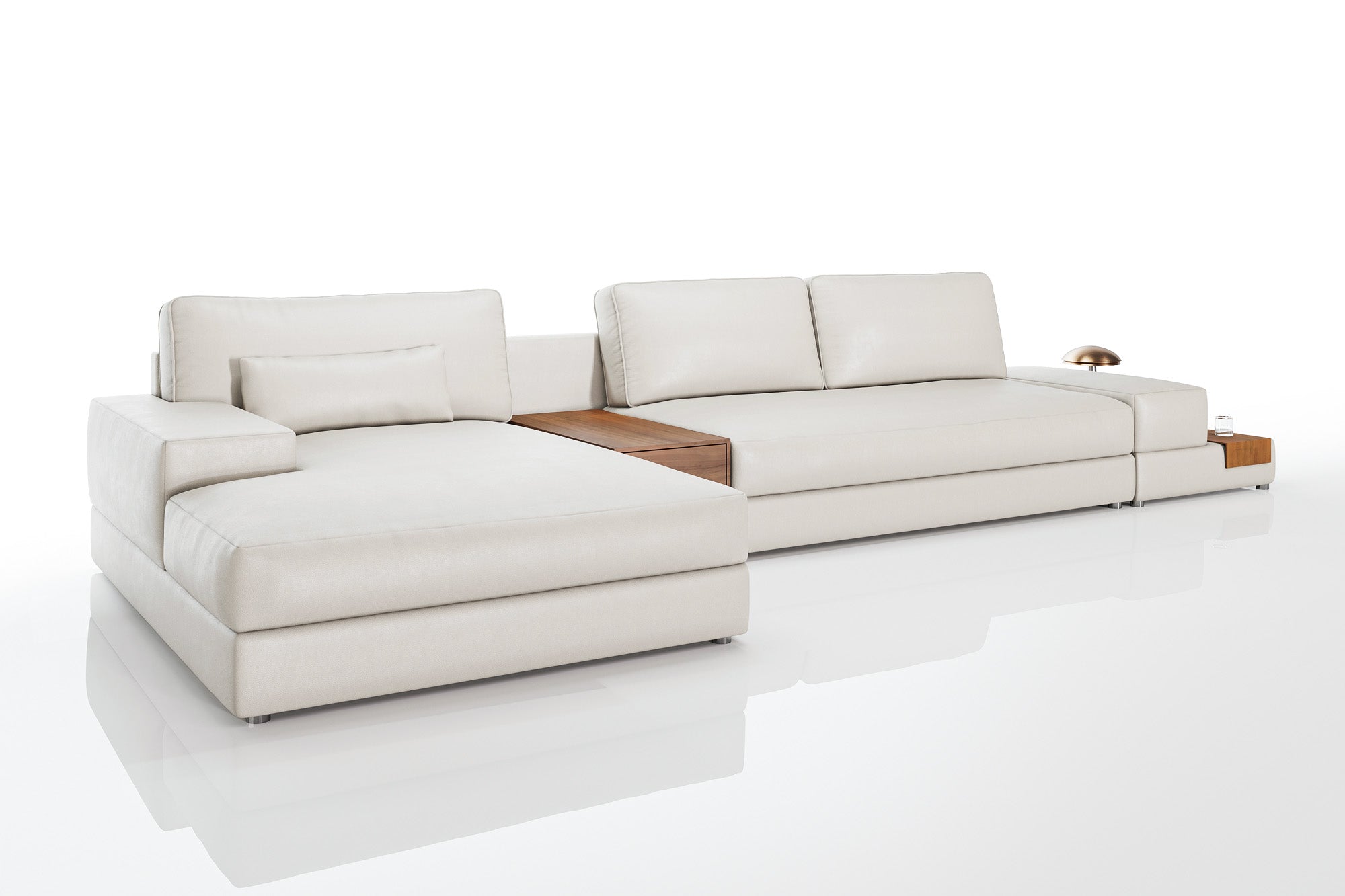 Luca [P] Ledersofa mit Ottomane L-Form