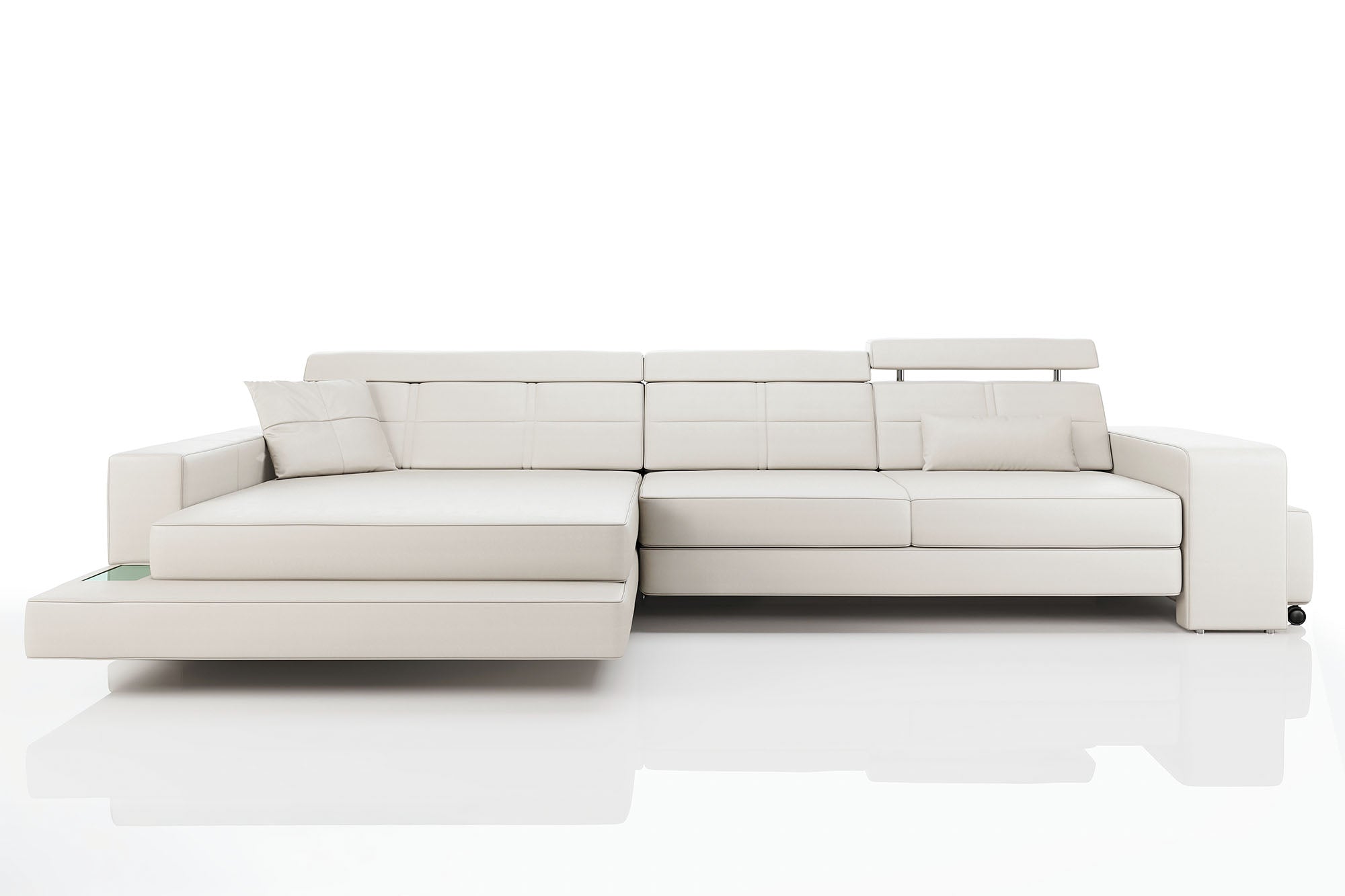 Oskar III [S] Ledersofa mit Ottomane L-Form