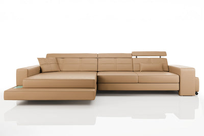 Oskar III [S] Ledersofa mit Ottomane L-Form