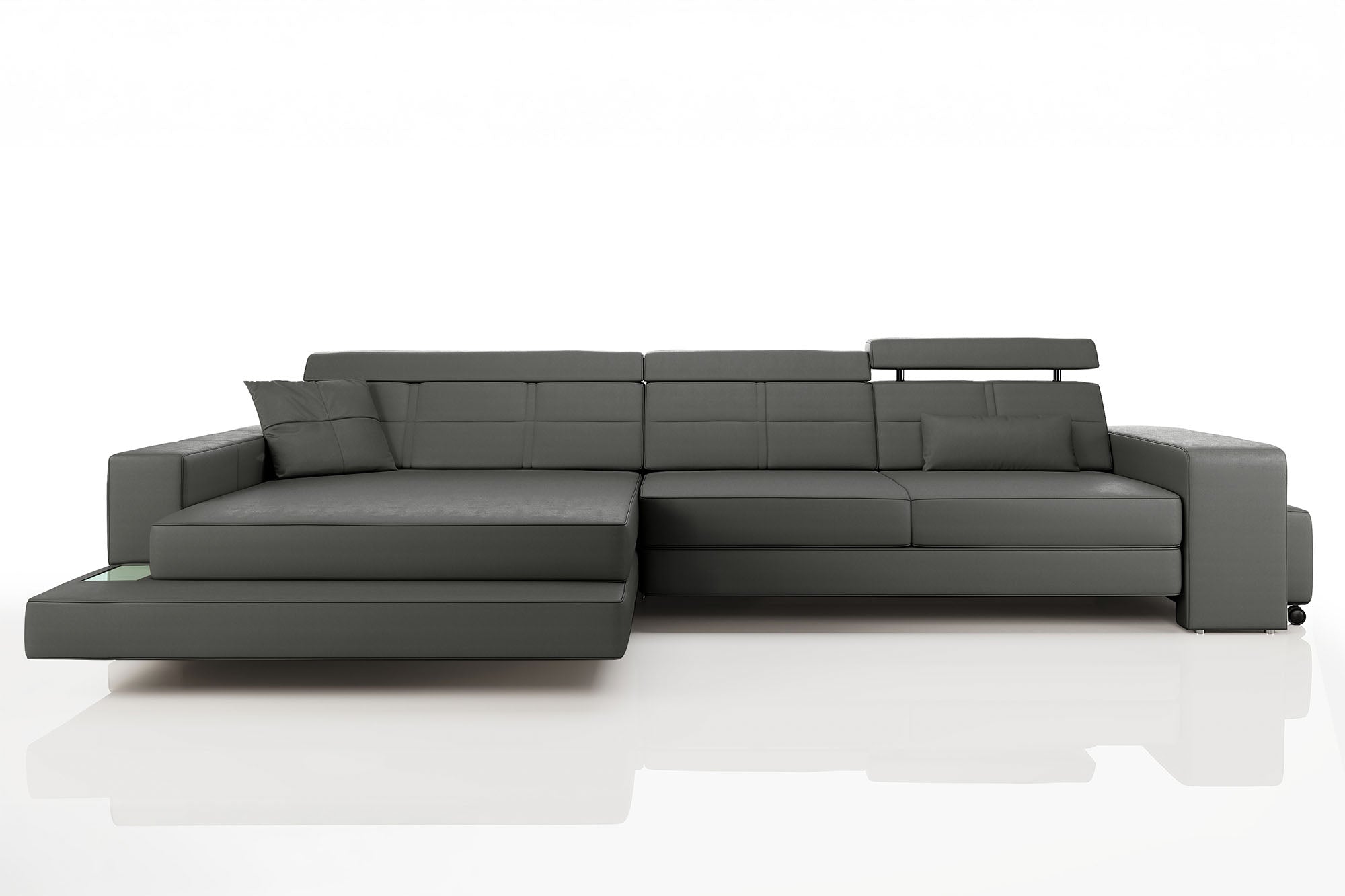 Oskar III [S] Ledersofa mit Ottomane L-Form