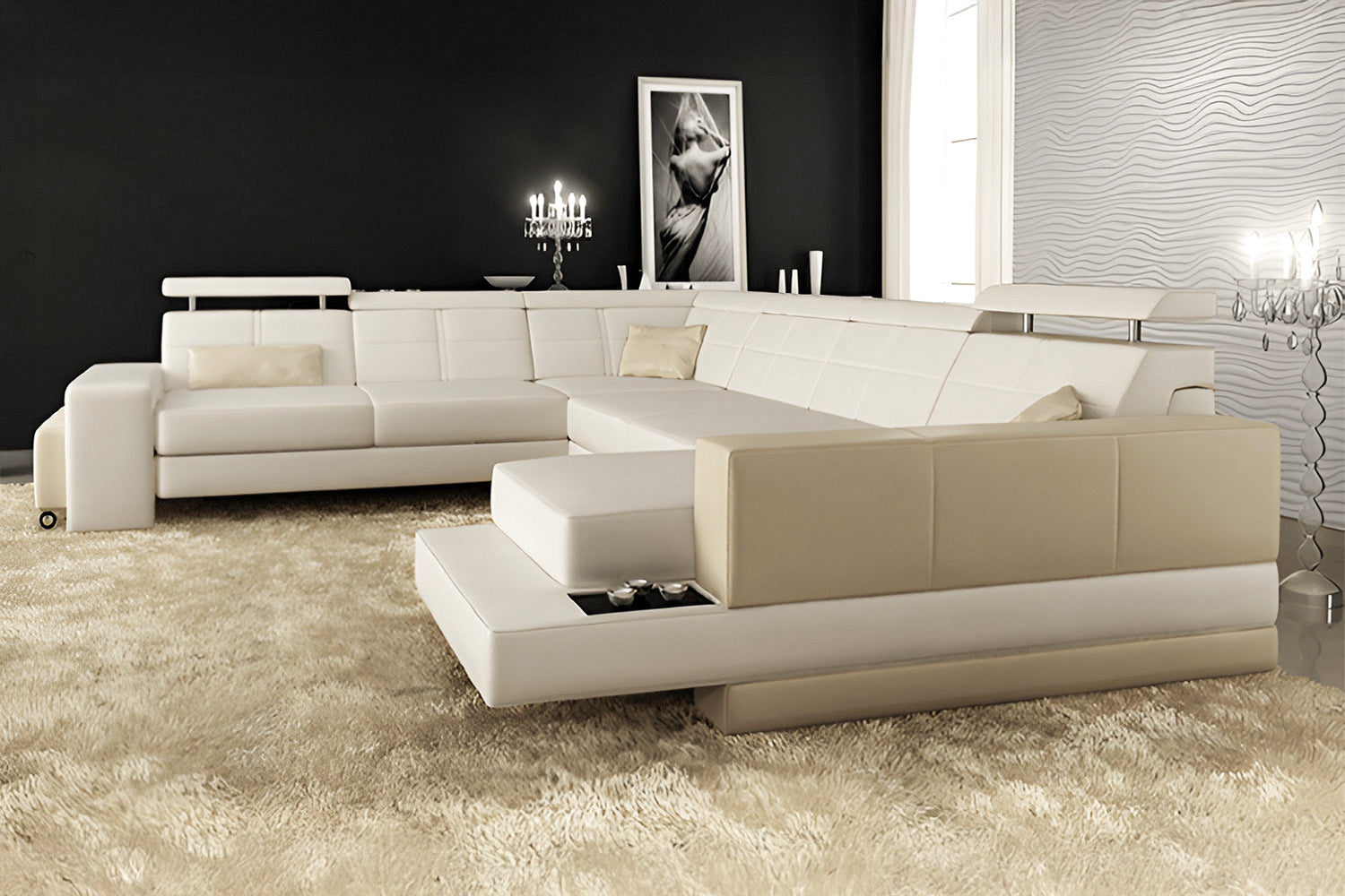 Oskar [S] Leder Wohnlandschaft U-Ottomane