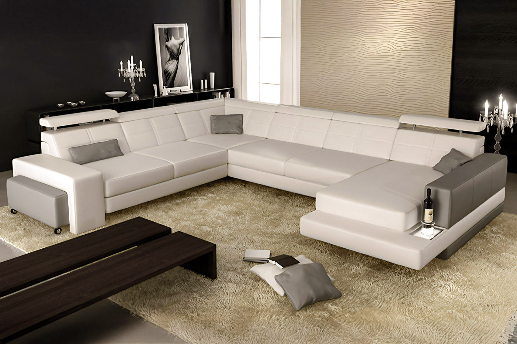 Oskar [S] Leder Wohnlandschaft U-Ottomane