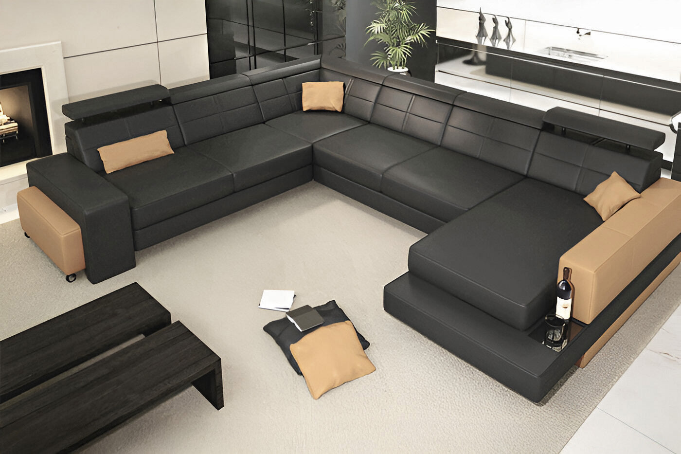 Oskar [S] Leder Wohnlandschaft U-Ottomane
