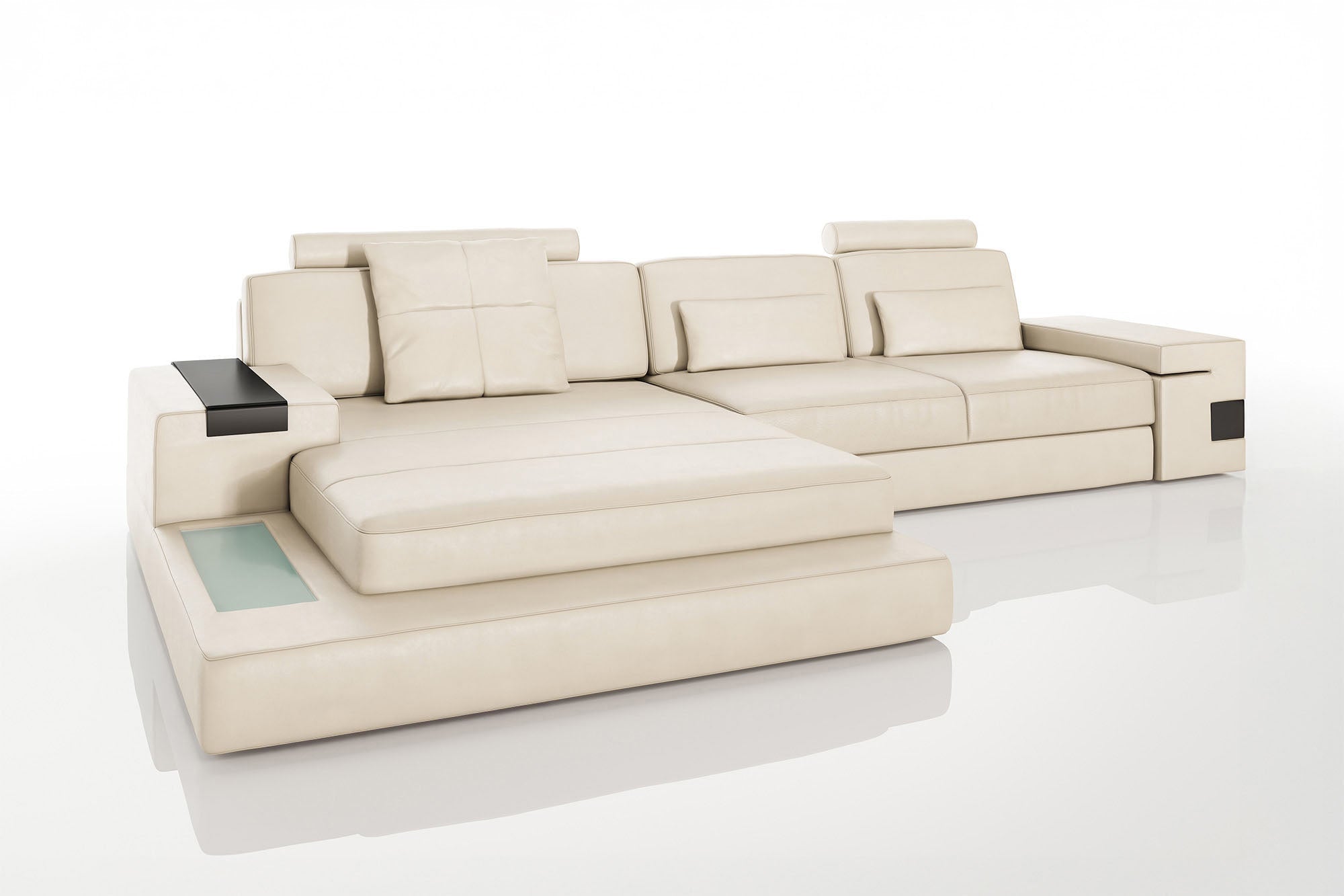 Bruno III [S] Ledersofa mit Ottomane L-Form