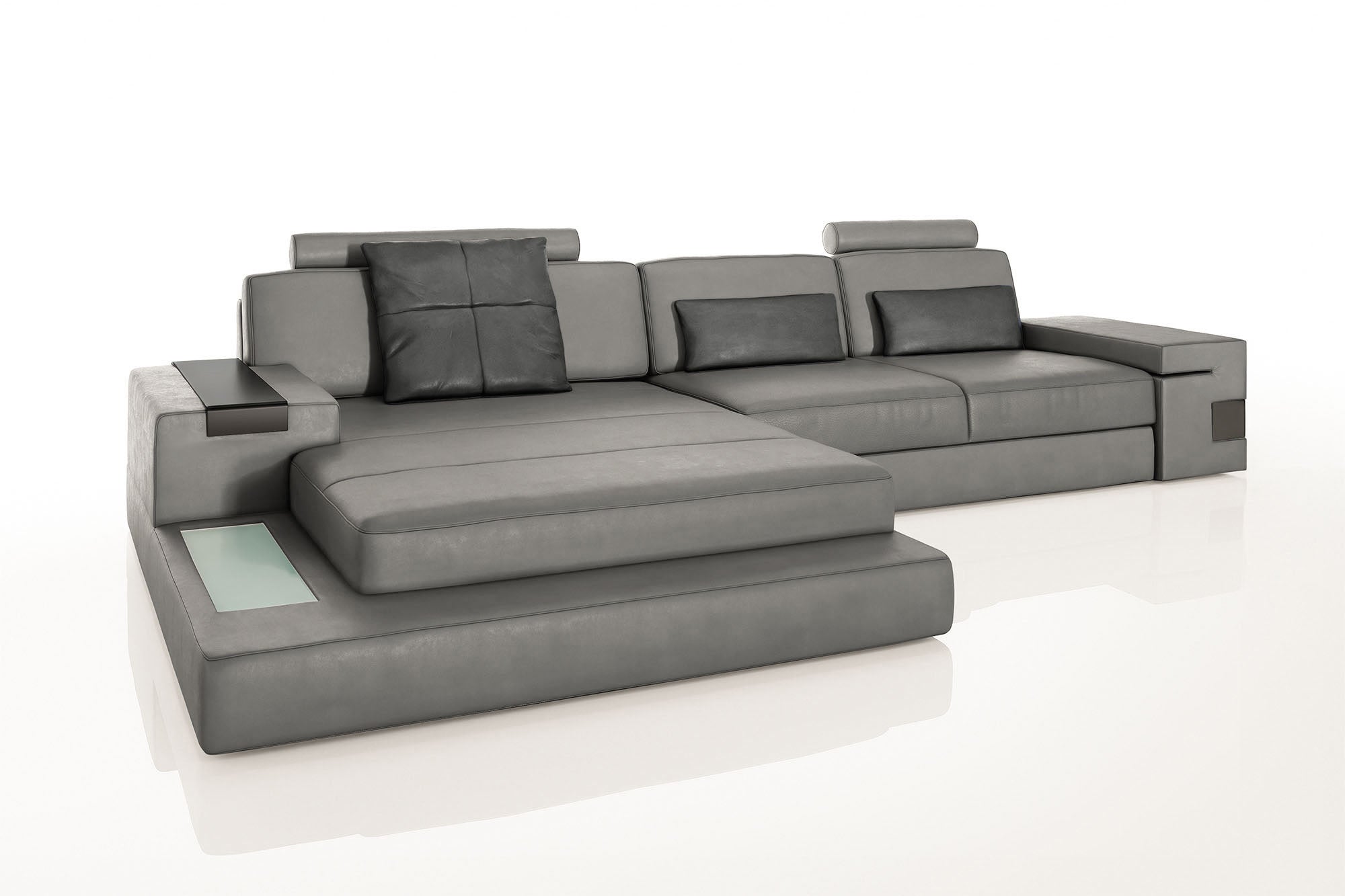 Bruno III [S] Ledersofa mit Ottomane L-Form