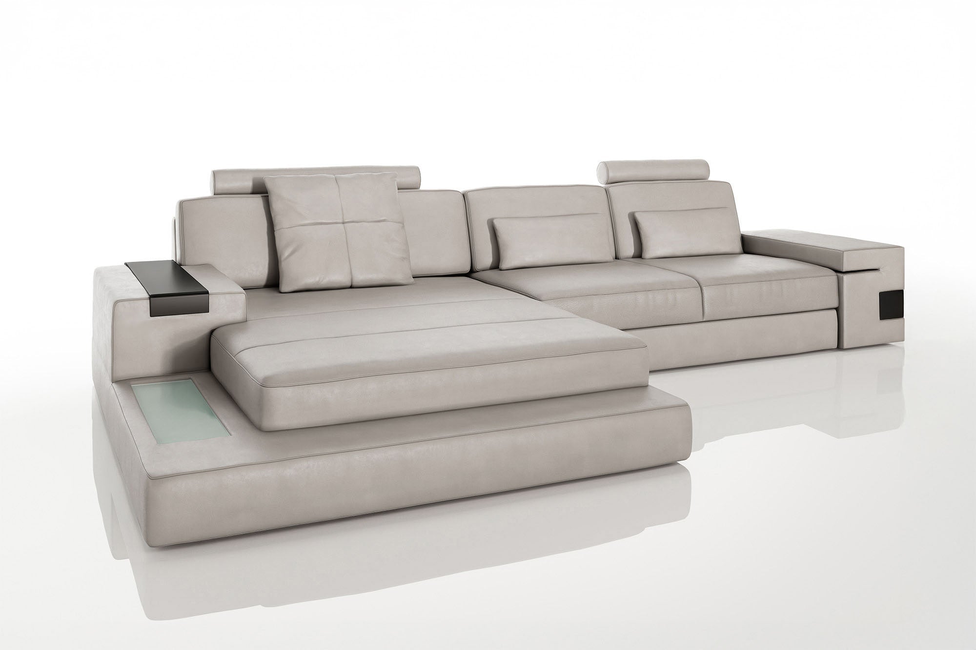 Bruno III [S] Ledersofa mit Ottomane L-Form