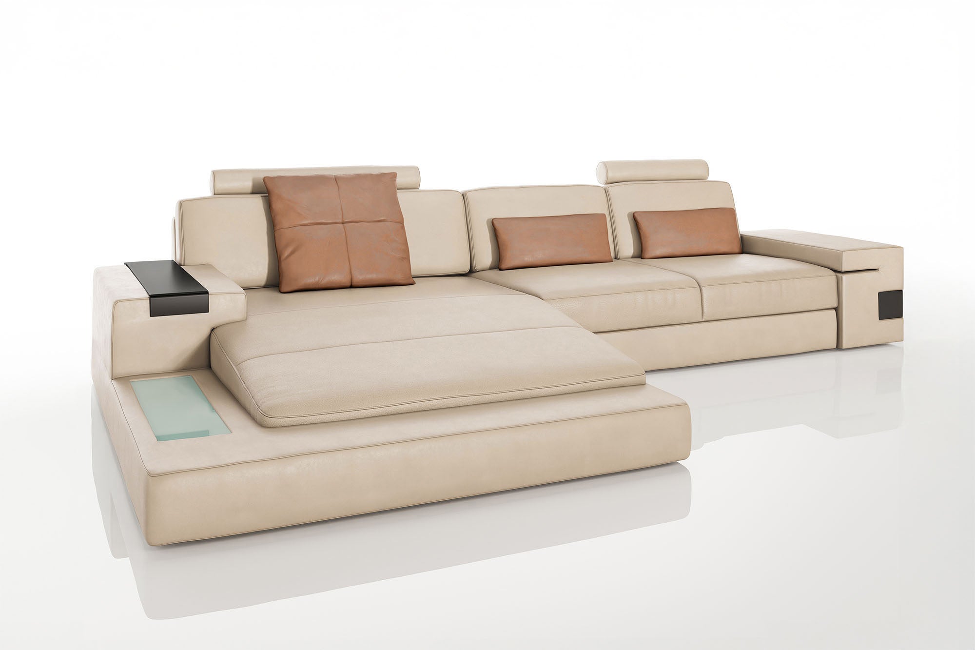 Bruno III [S] Ledersofa mit Ottomane L-Form