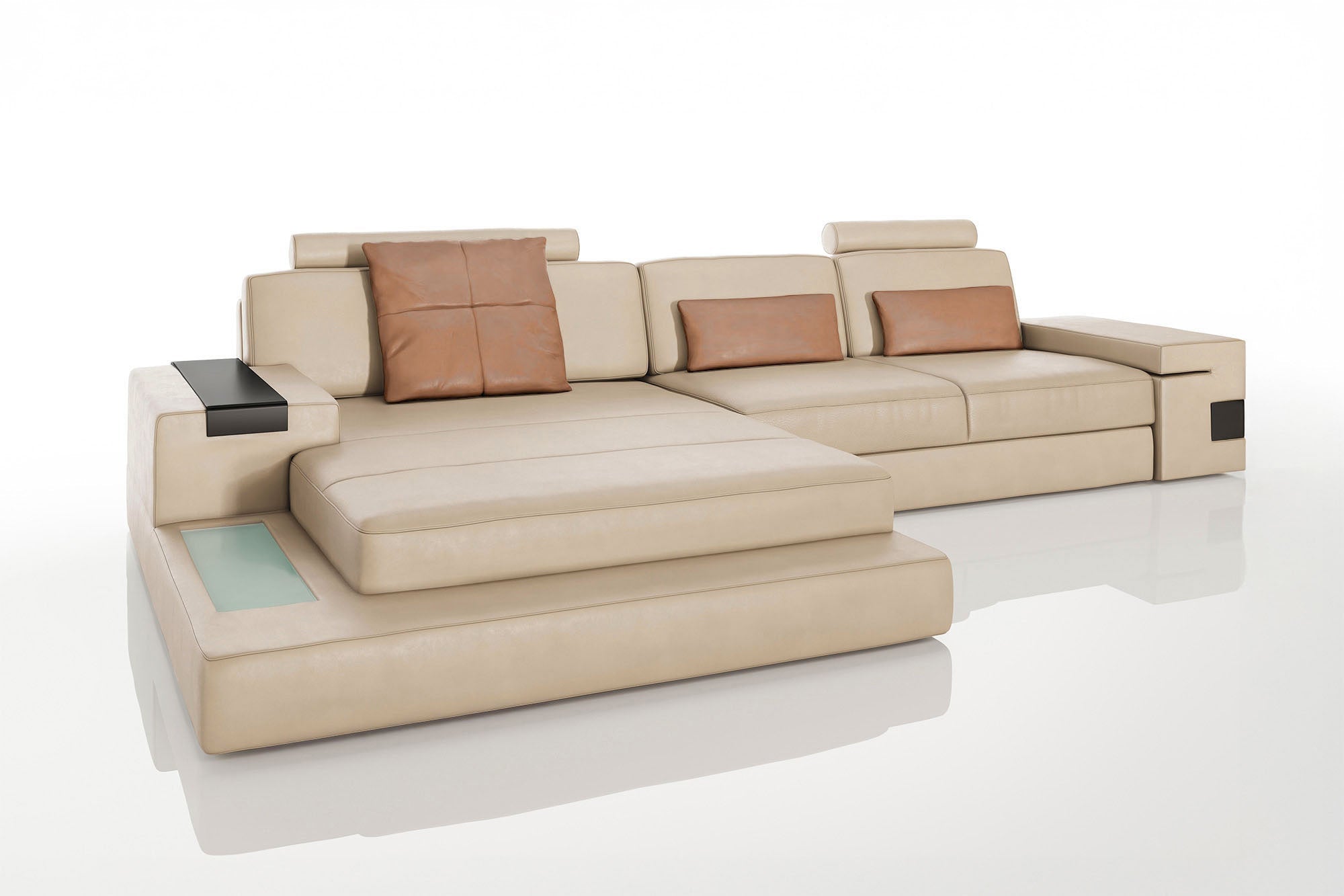 Bruno III [S] Ledersofa mit Ottomane L-Form