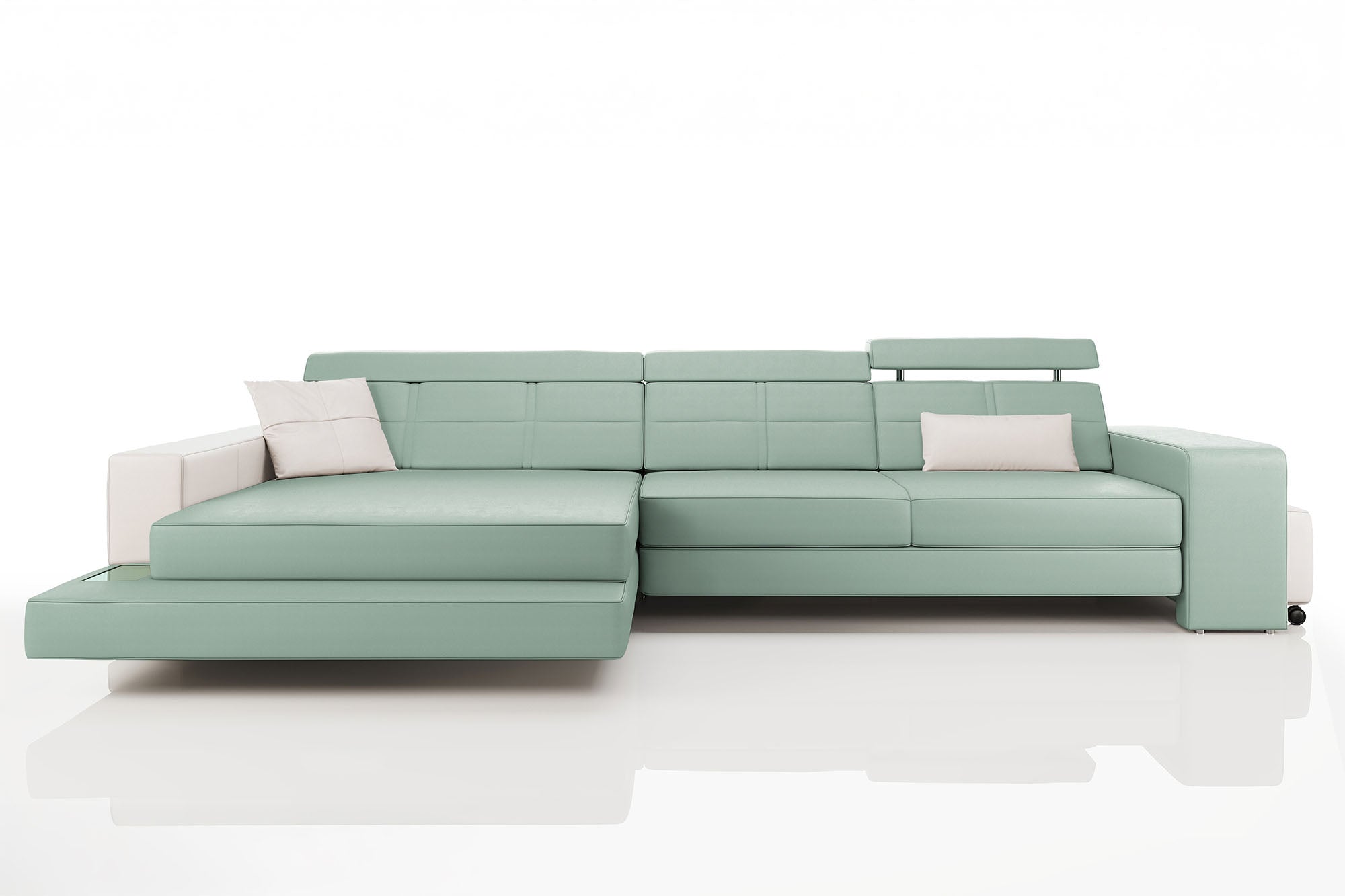 Oskar III [S] Ledersofa mit Ottomane L-Form