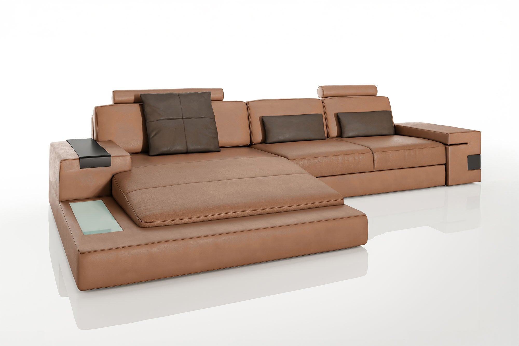 Bruno III [S] Ledersofa mit Ottomane L-Form