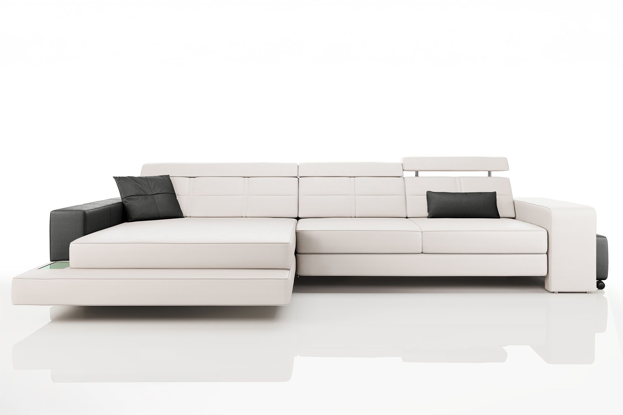 Oskar III [S] Ledersofa mit Ottomane L-Form