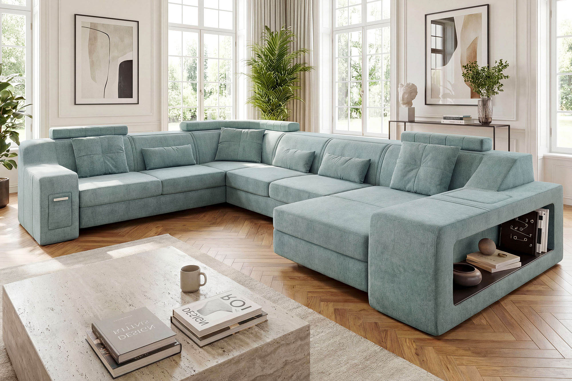 Magnus [S] Stoff Wohnlandschaft U-Ottomane