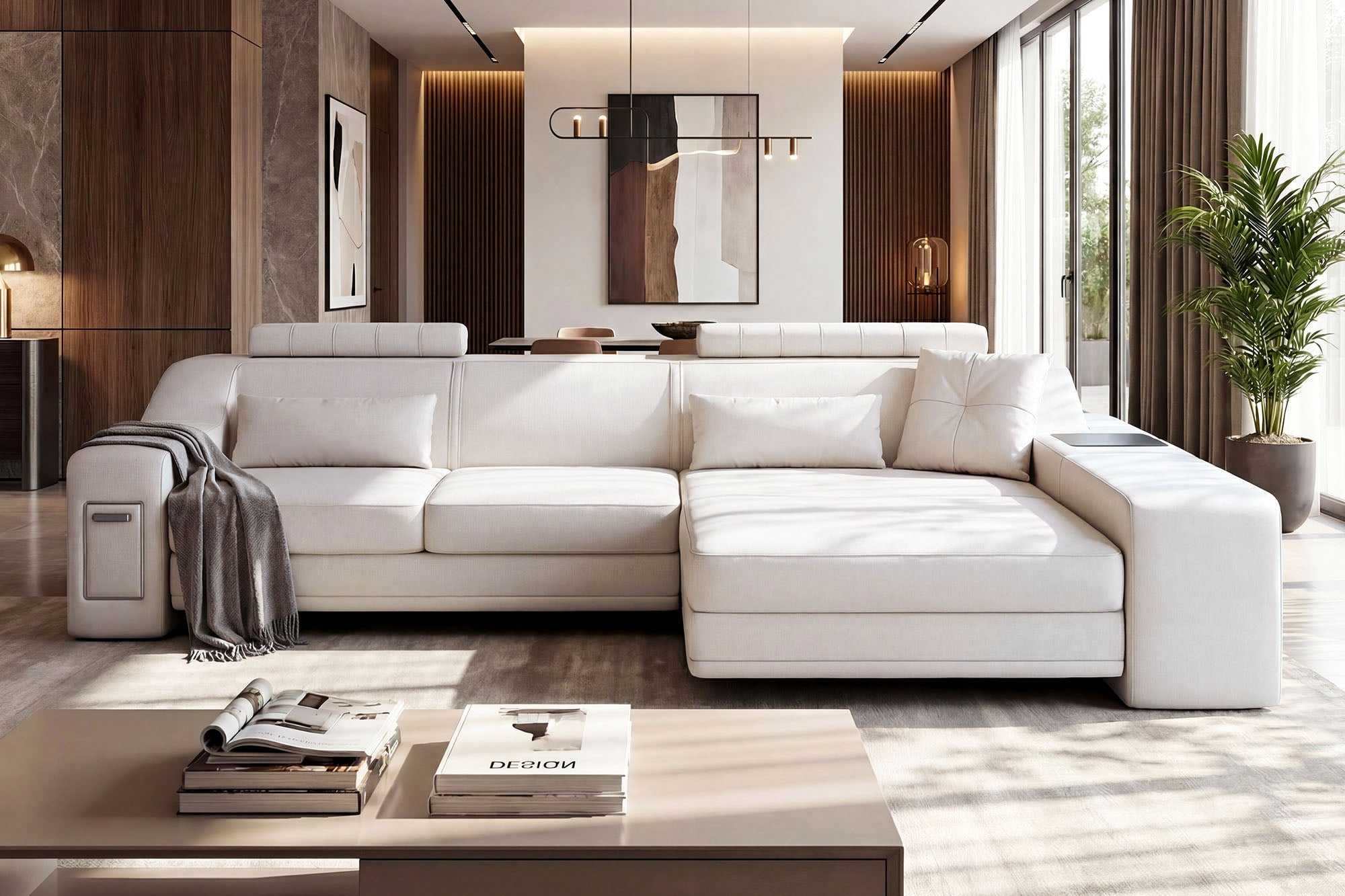 Magnus IV [S] Ledersofa mit Ottomane L-Form