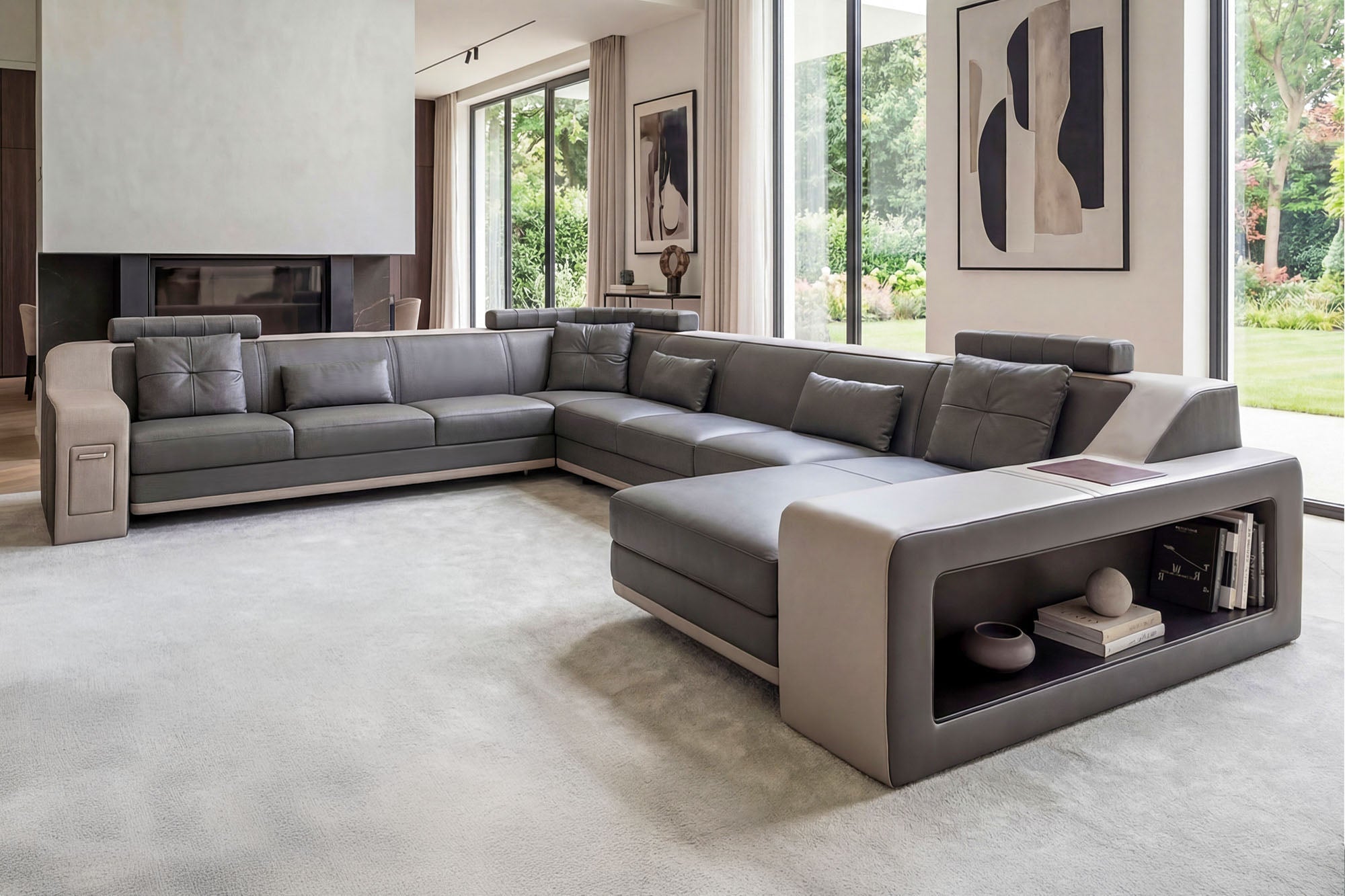 Magnus LG [S] Große Leder Wohnlandschaft U-Ottomane