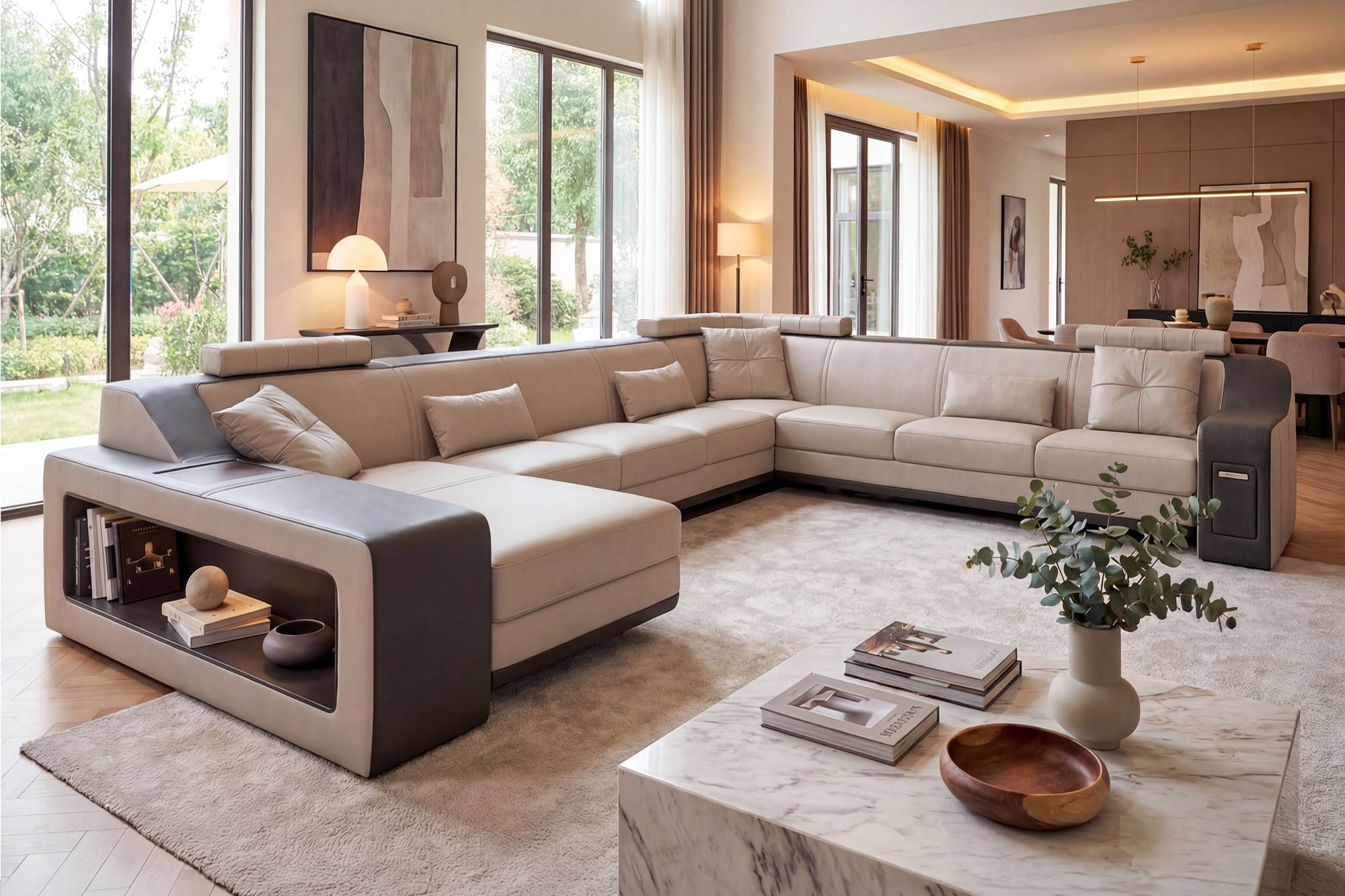 Magnus LG [S] Große Leder Wohnlandschaft U-Ottomane