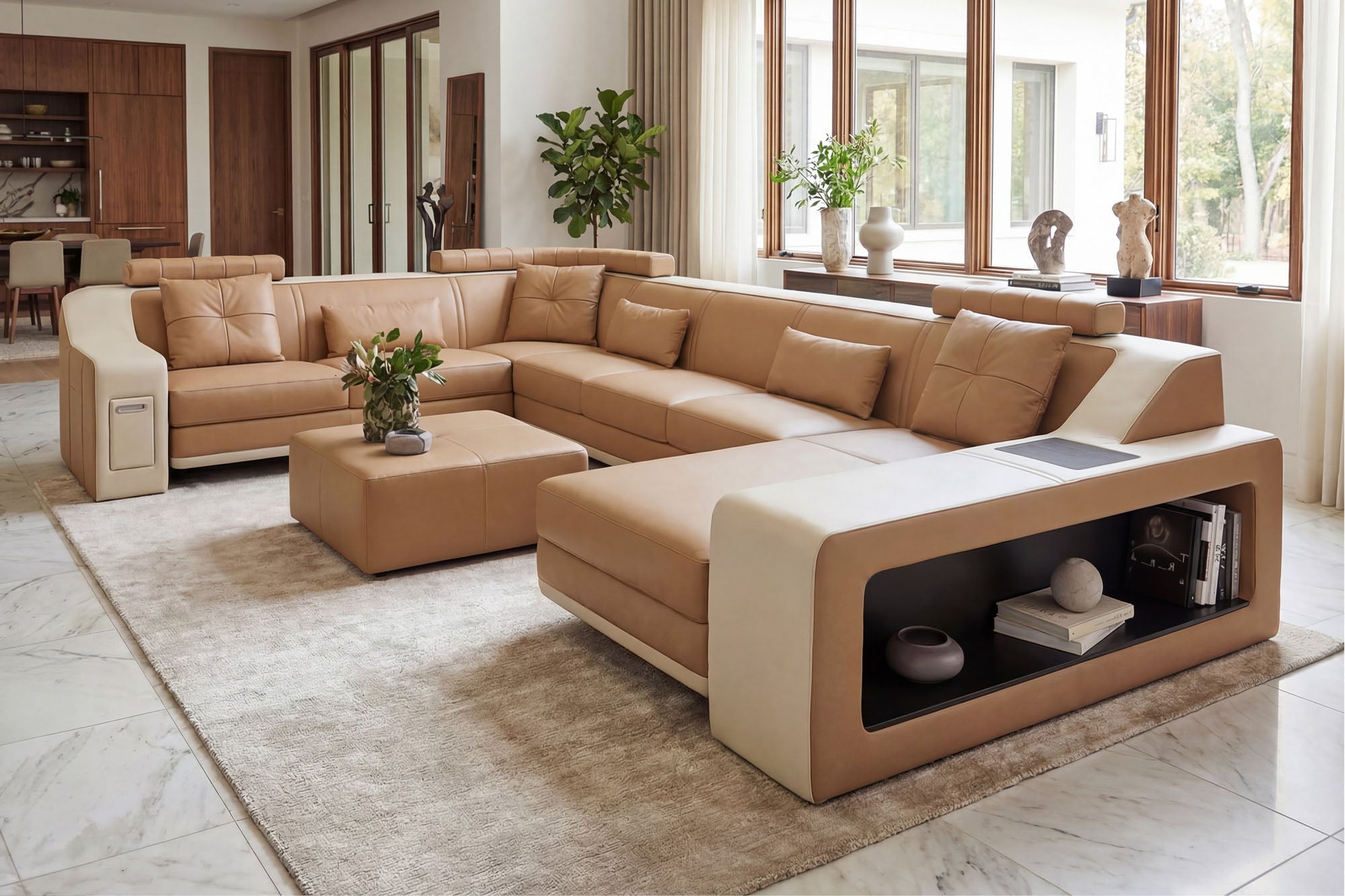 Magnus LG [S] Große Leder Wohnlandschaft U-Ottomane