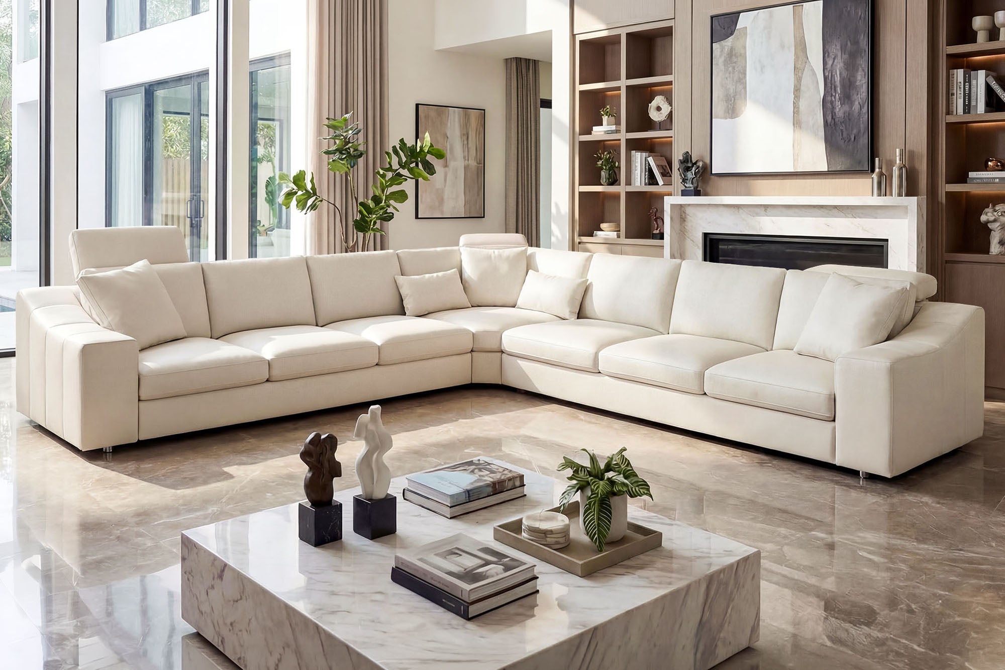 Clara LG [P] Große Leder Wohnlandschaft L-Form