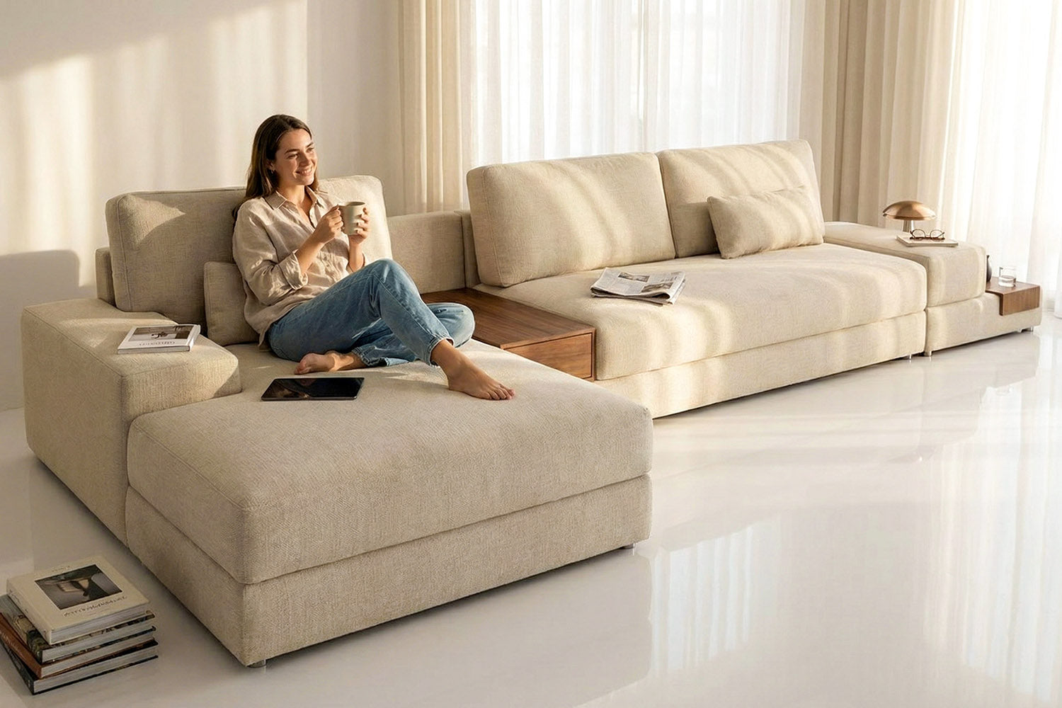 Luca [P] Stoffsofa mit Ottomane