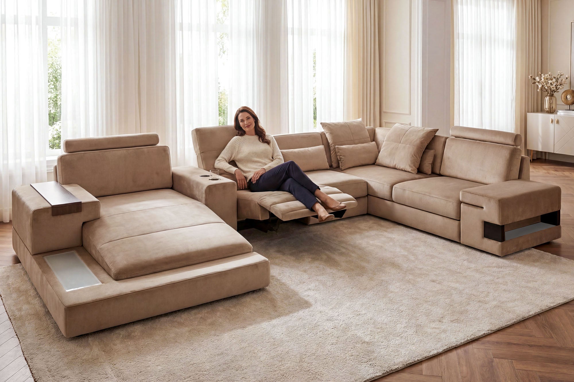 Bruno [S] Stoff Wohnlandschaft U-Ottomane