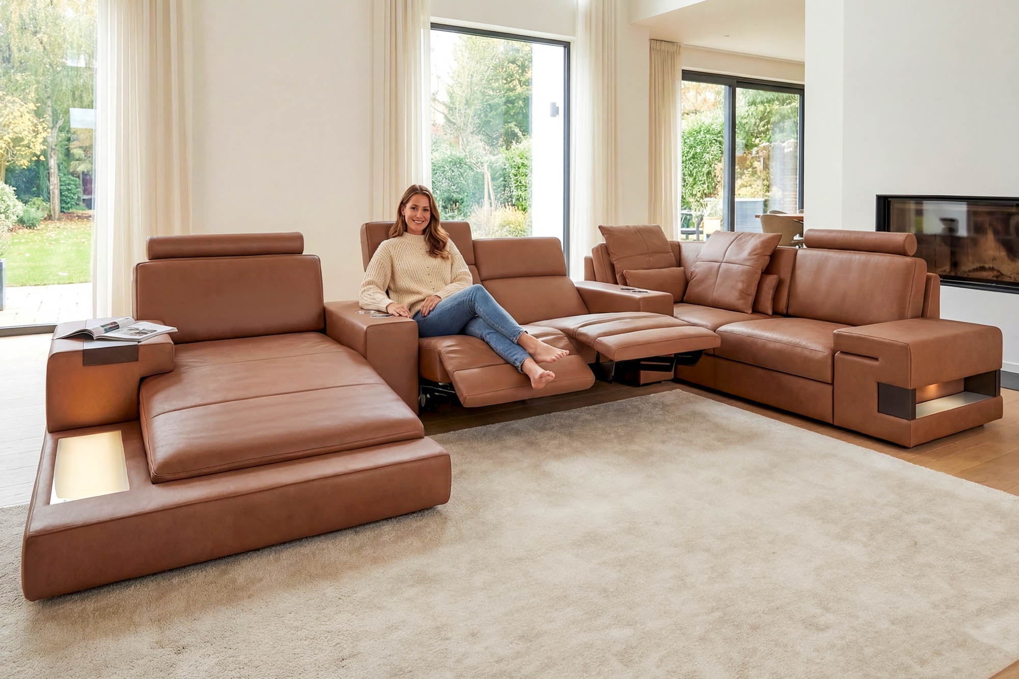 Bruno [S] Leder Wohnlandschaft U-Ottomane