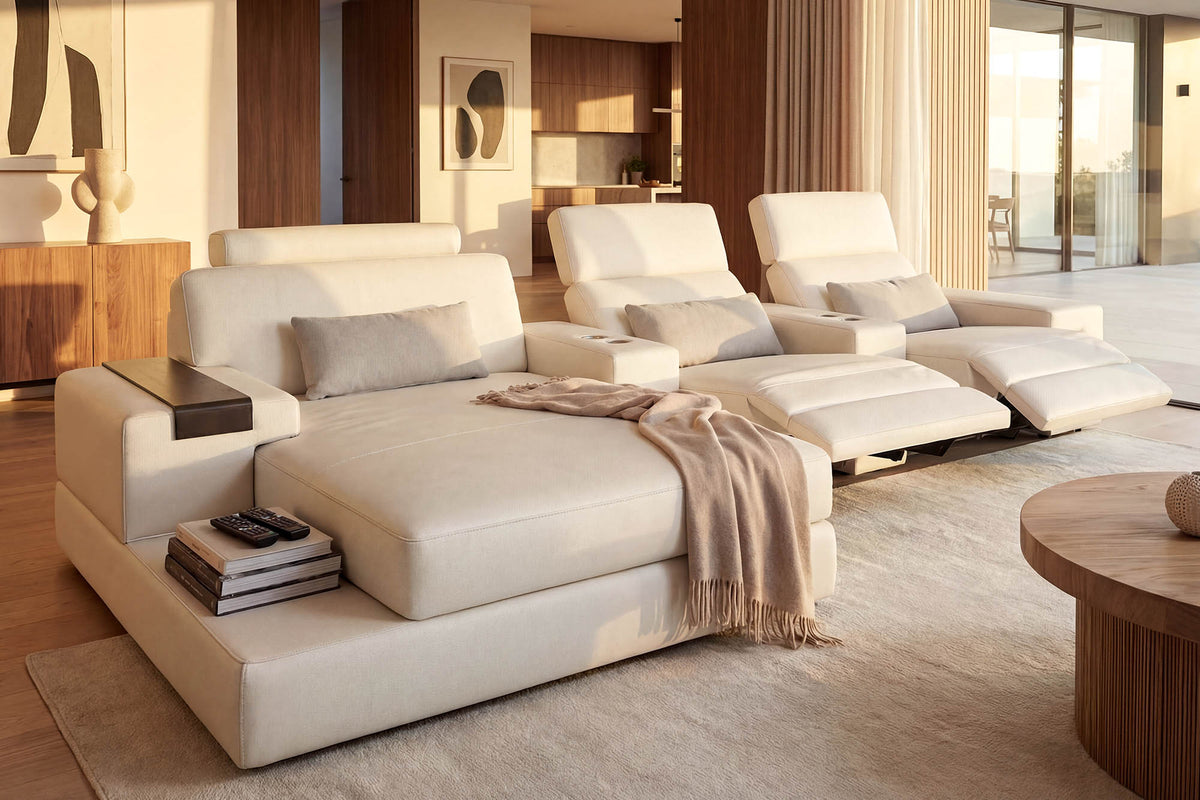 Bruno III [S] Ledersofa mit Ottomane L-Form