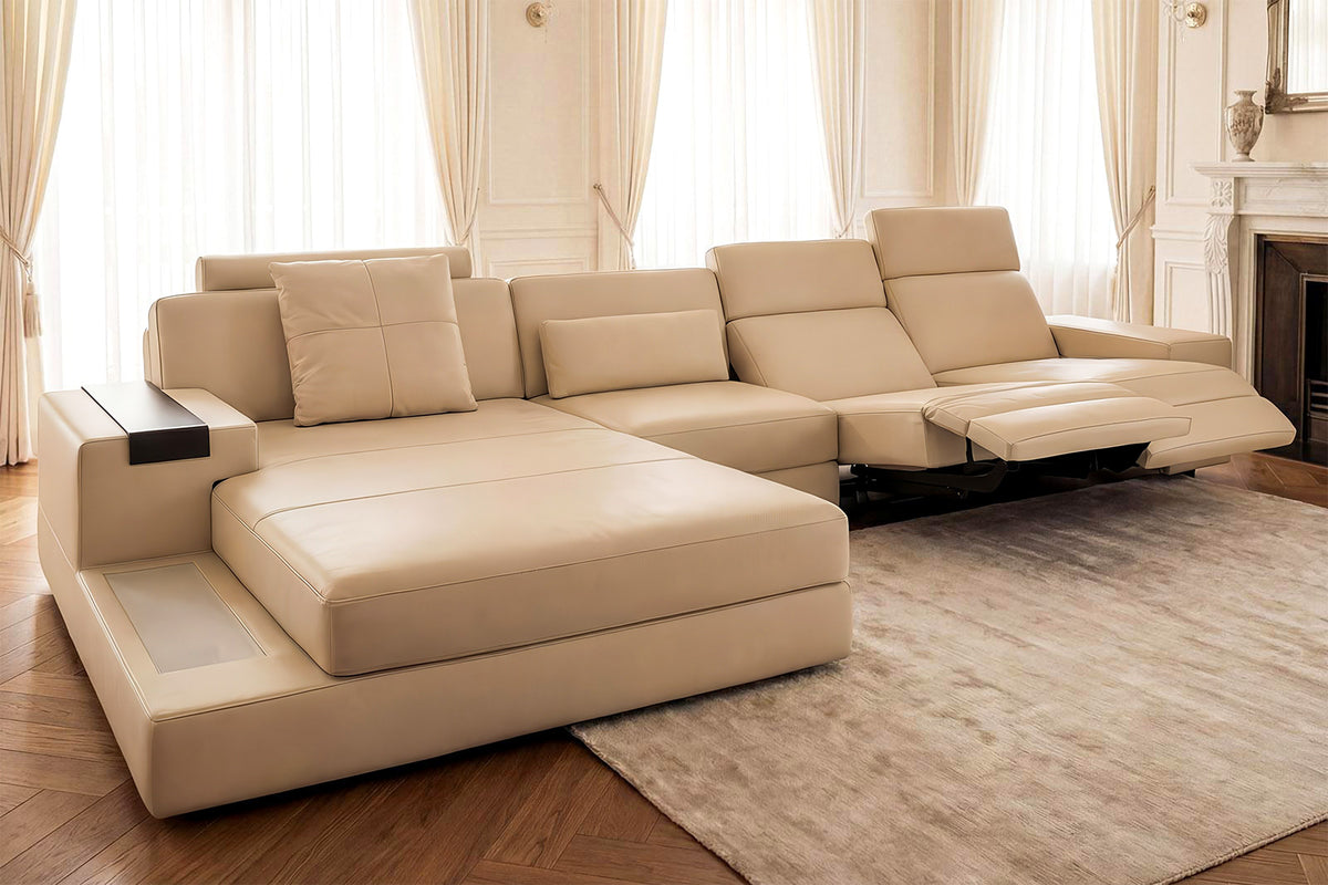 Bruno III-LG [S] Ledersofa mit Ottomane L-Form