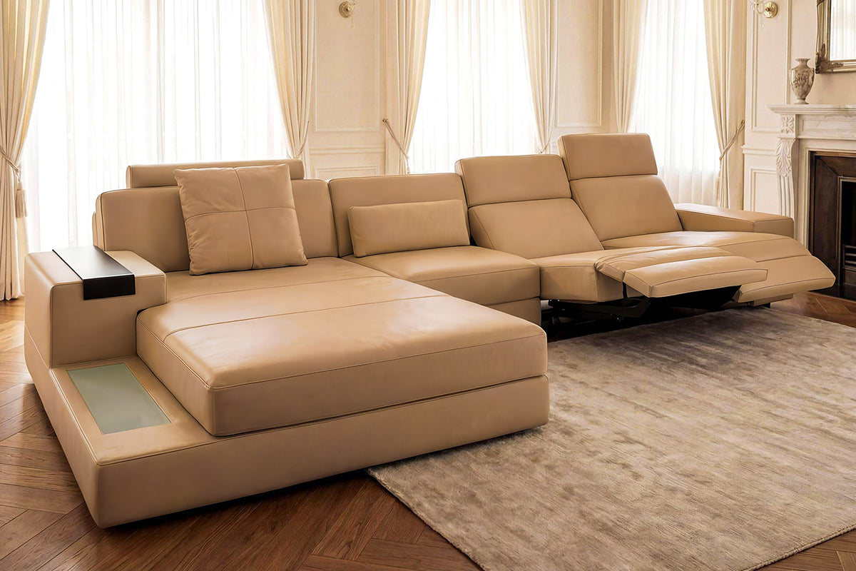 Bruno III [S] Ledersofa mit Ottomane L-Form