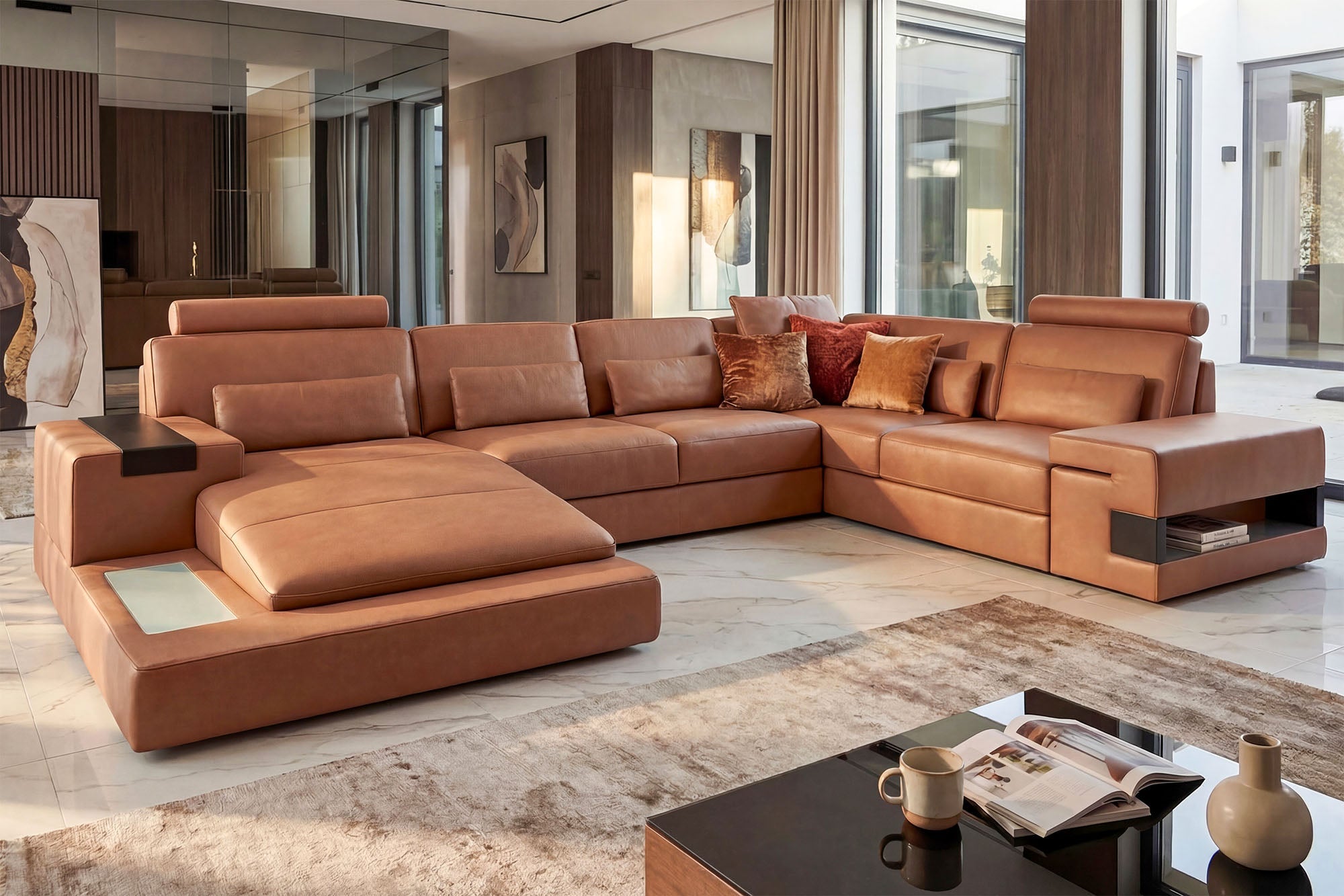 Bruno [S] Leder Wohnlandschaft U-Ottomane