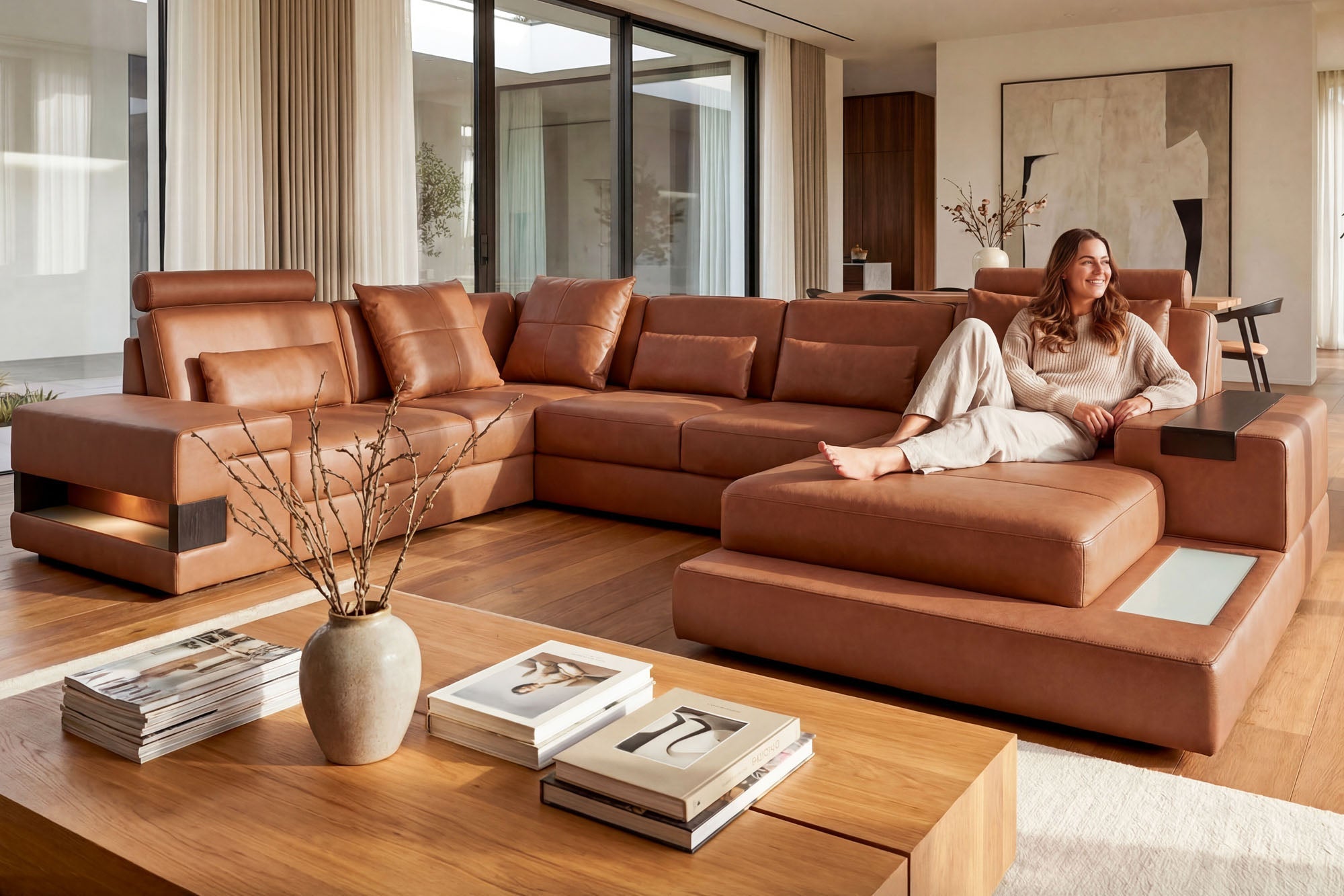 Bruno [S] Leder Wohnlandschaft U-Ottomane