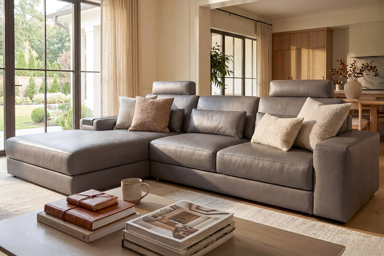 Bruno III [P] Ledersofa mit Ottomane