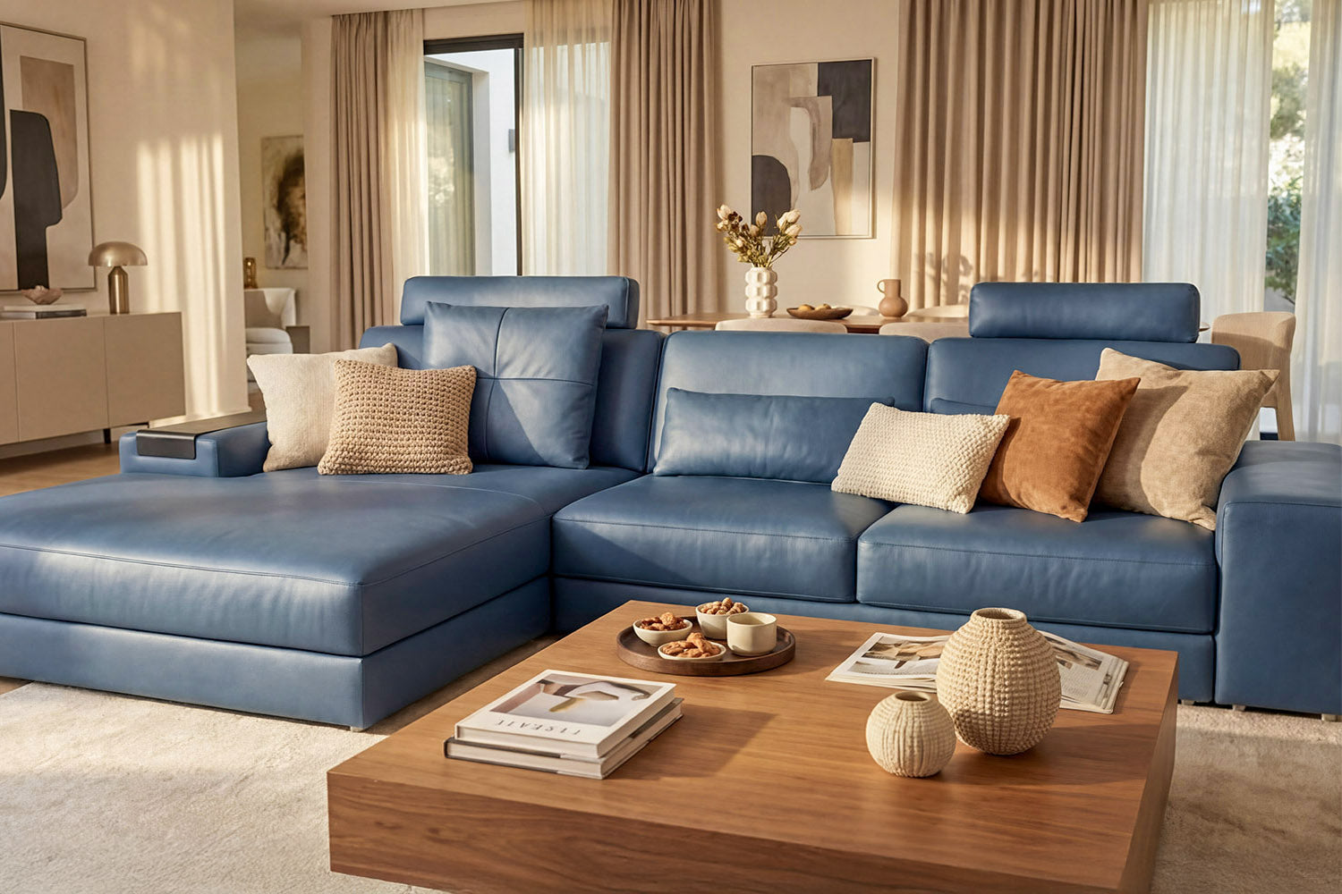 Bruno III [P] Ledersofa mit Ottomane