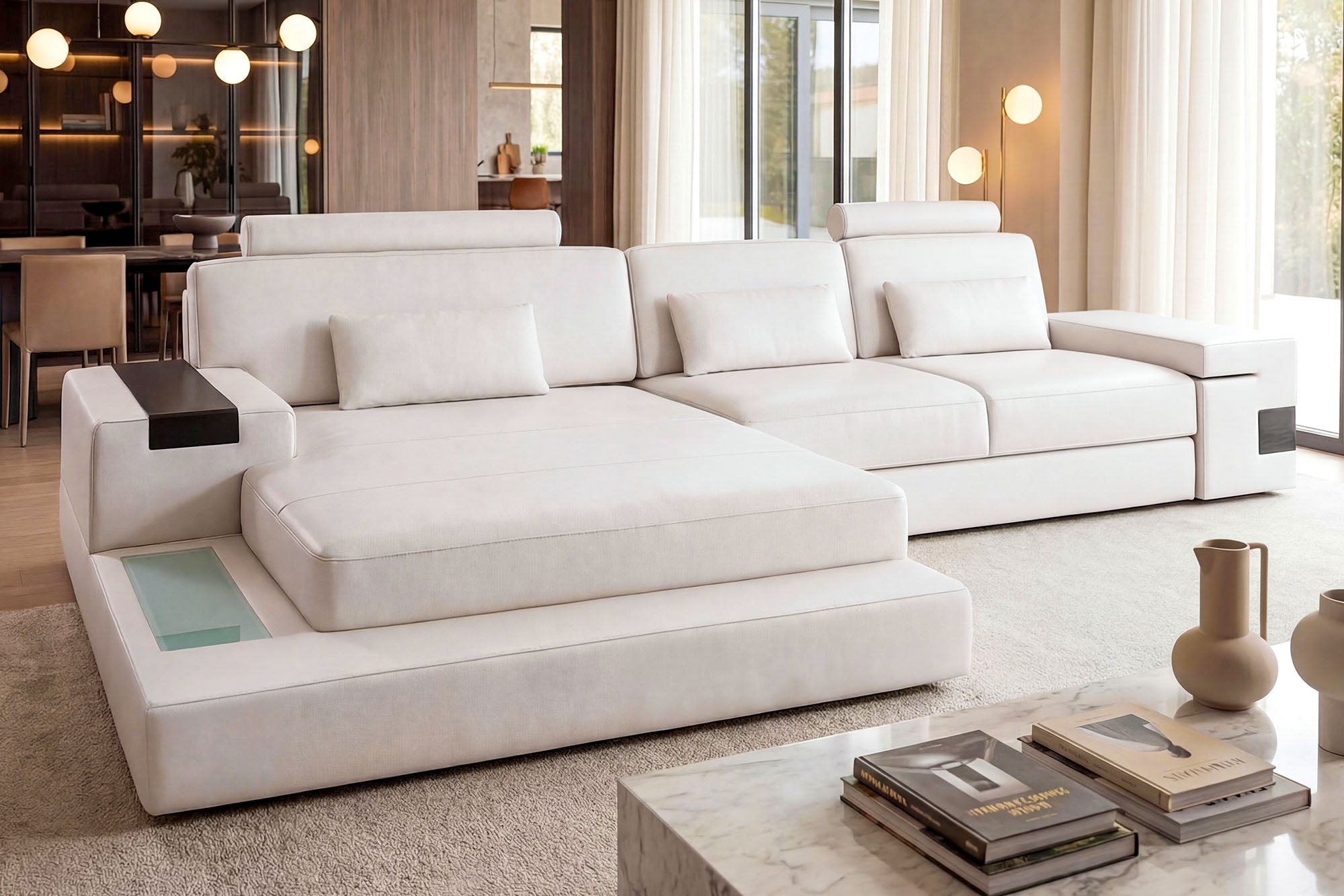 Bruno III [S] Ledersofa mit Ottomane L-Form
