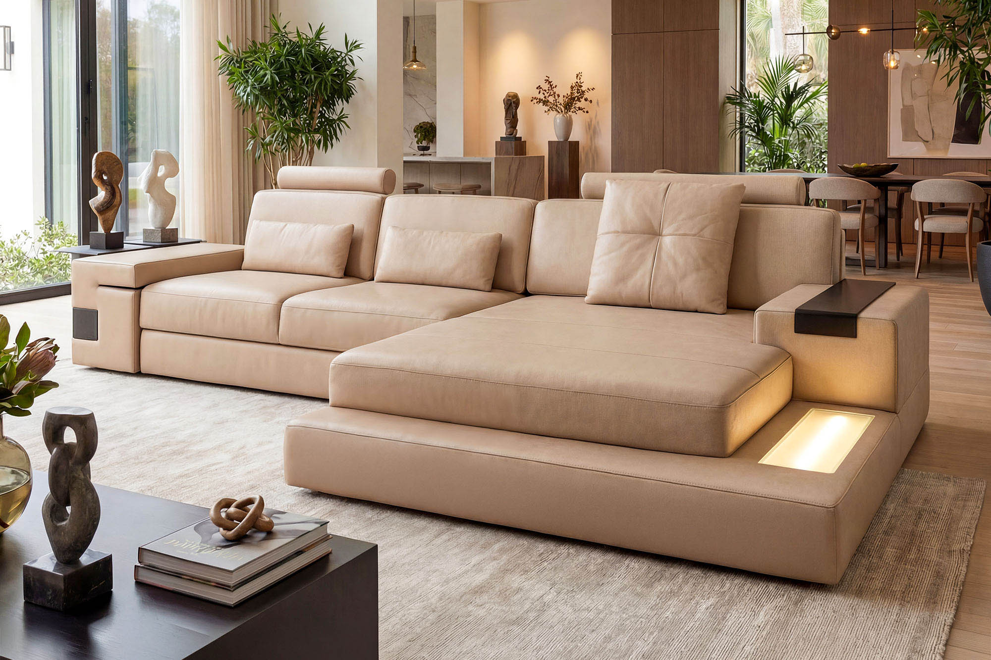Bruno III [S] Ledersofa mit Ottomane L-Form
