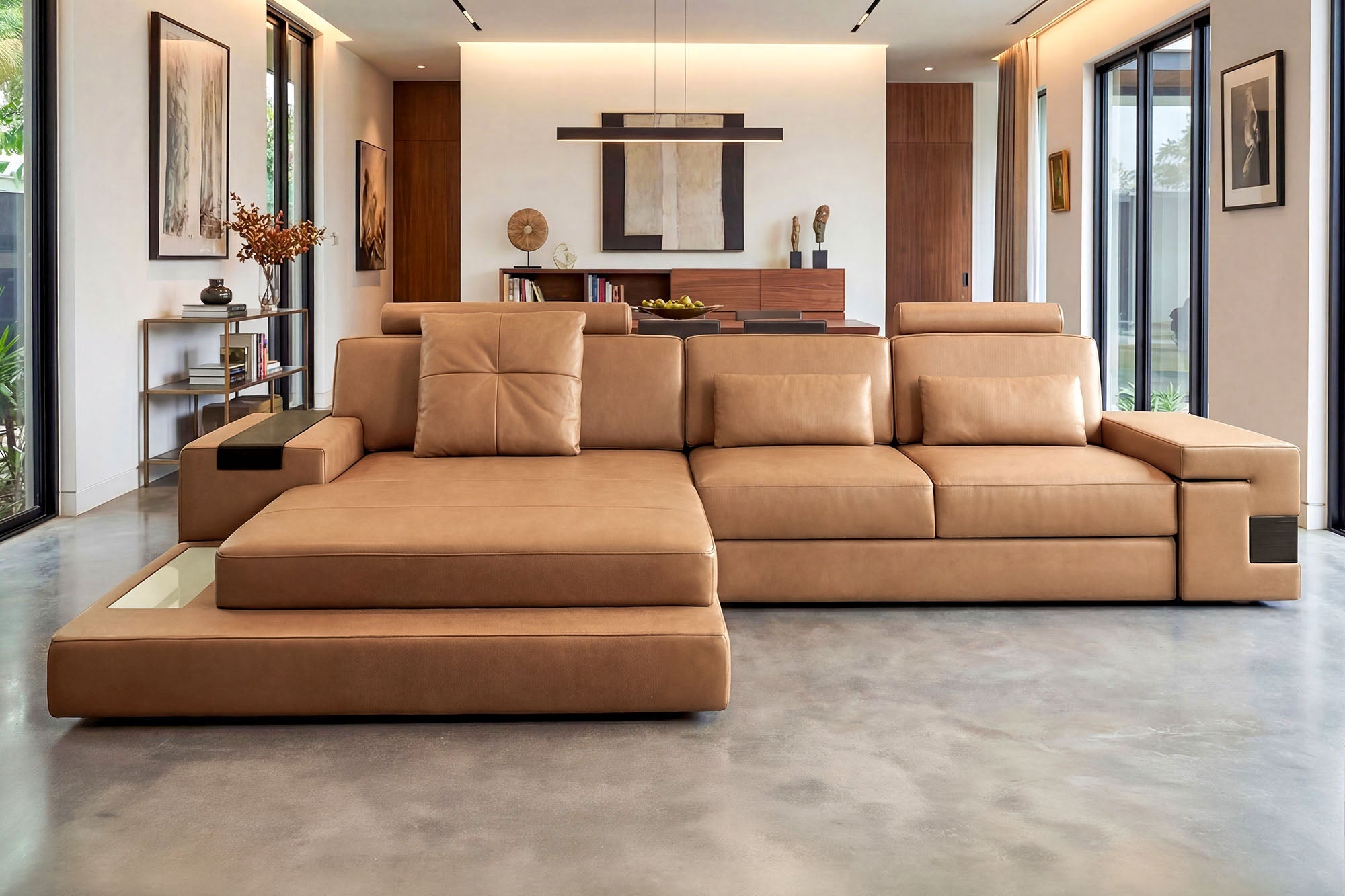 Bruno III [S] Ledersofa mit Ottomane L-Form