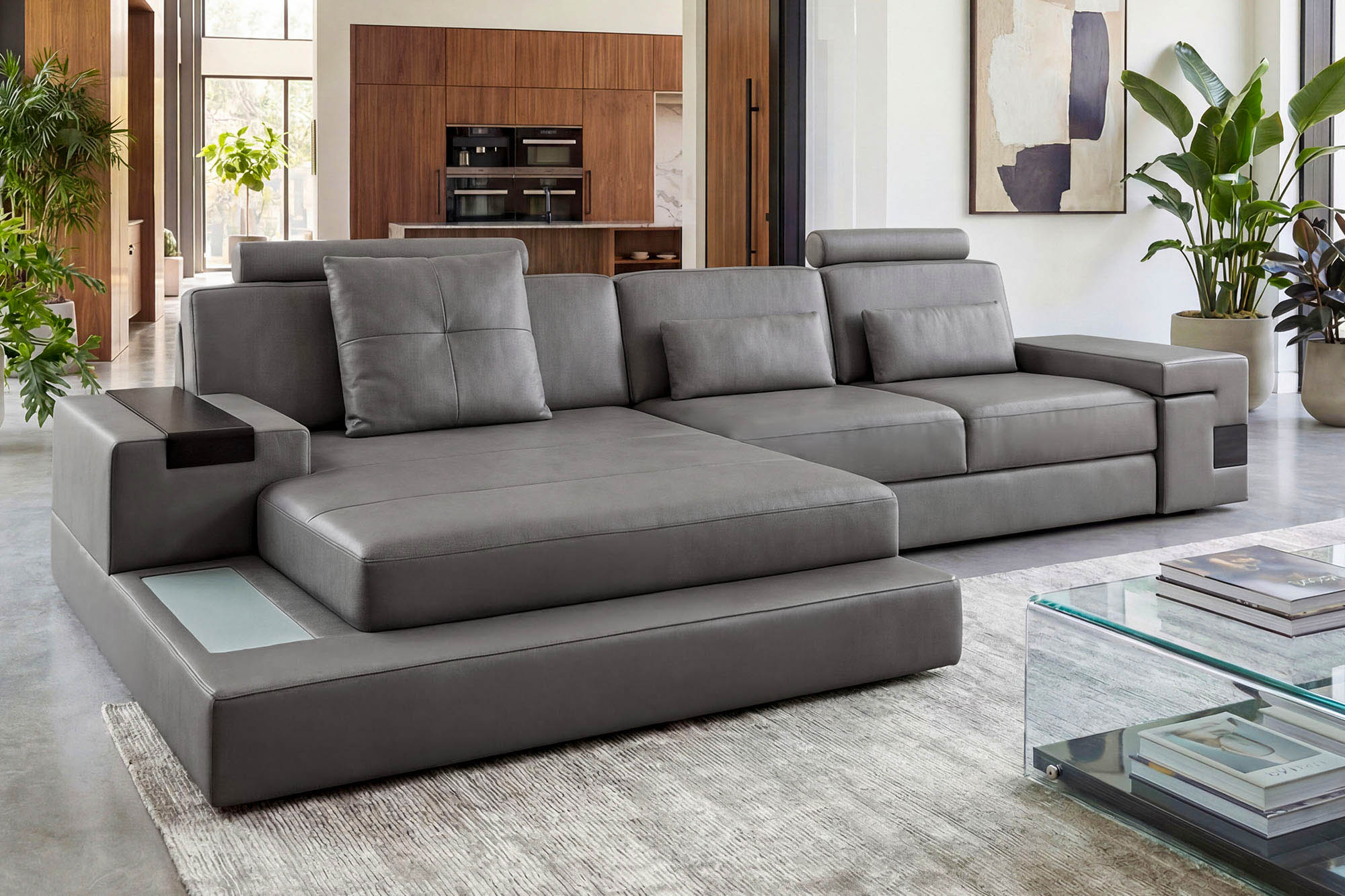 Bruno III [S] Ledersofa mit Ottomane L-Form