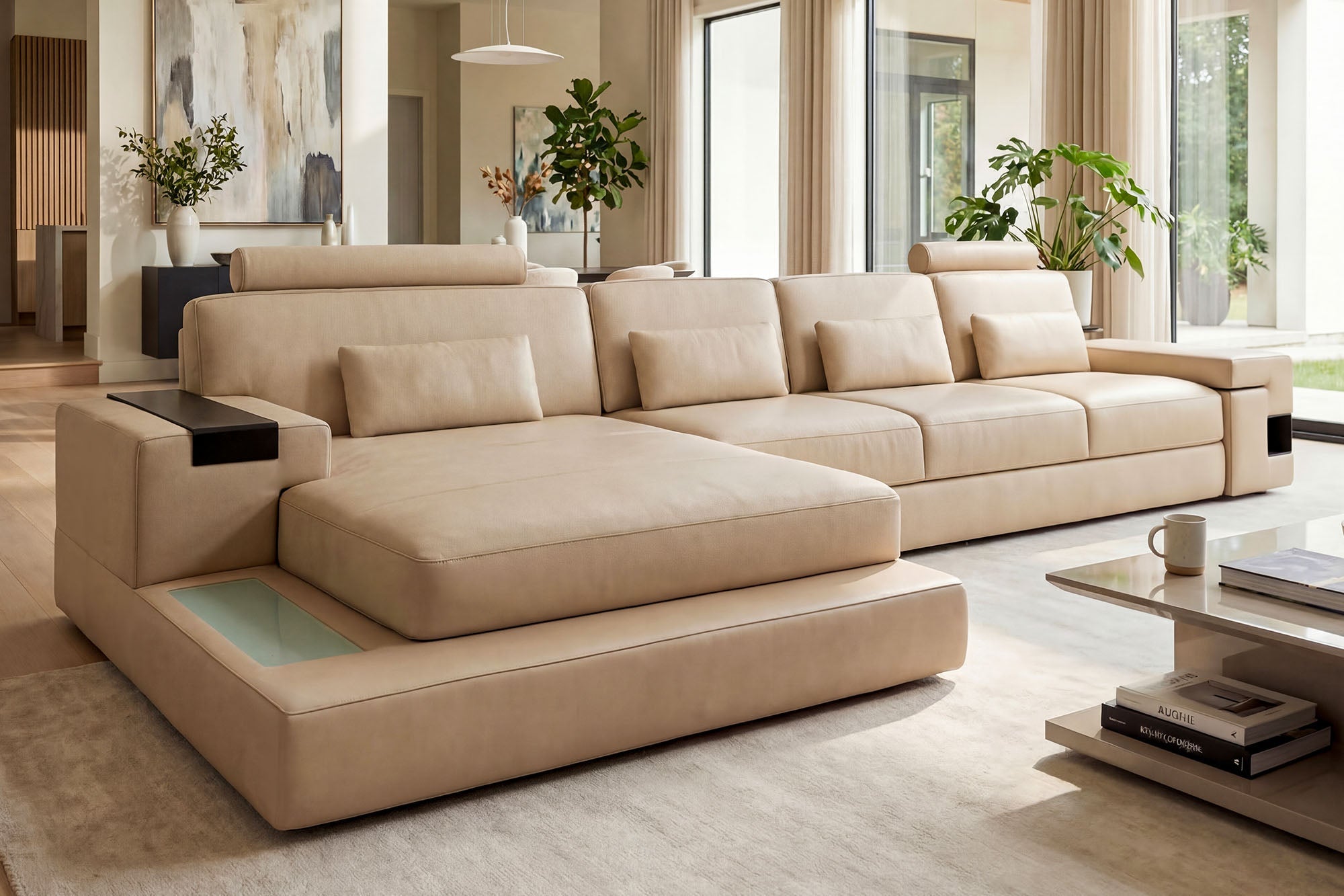 Bruno III-LG [S] Ledersofa mit Ottomane L-Form