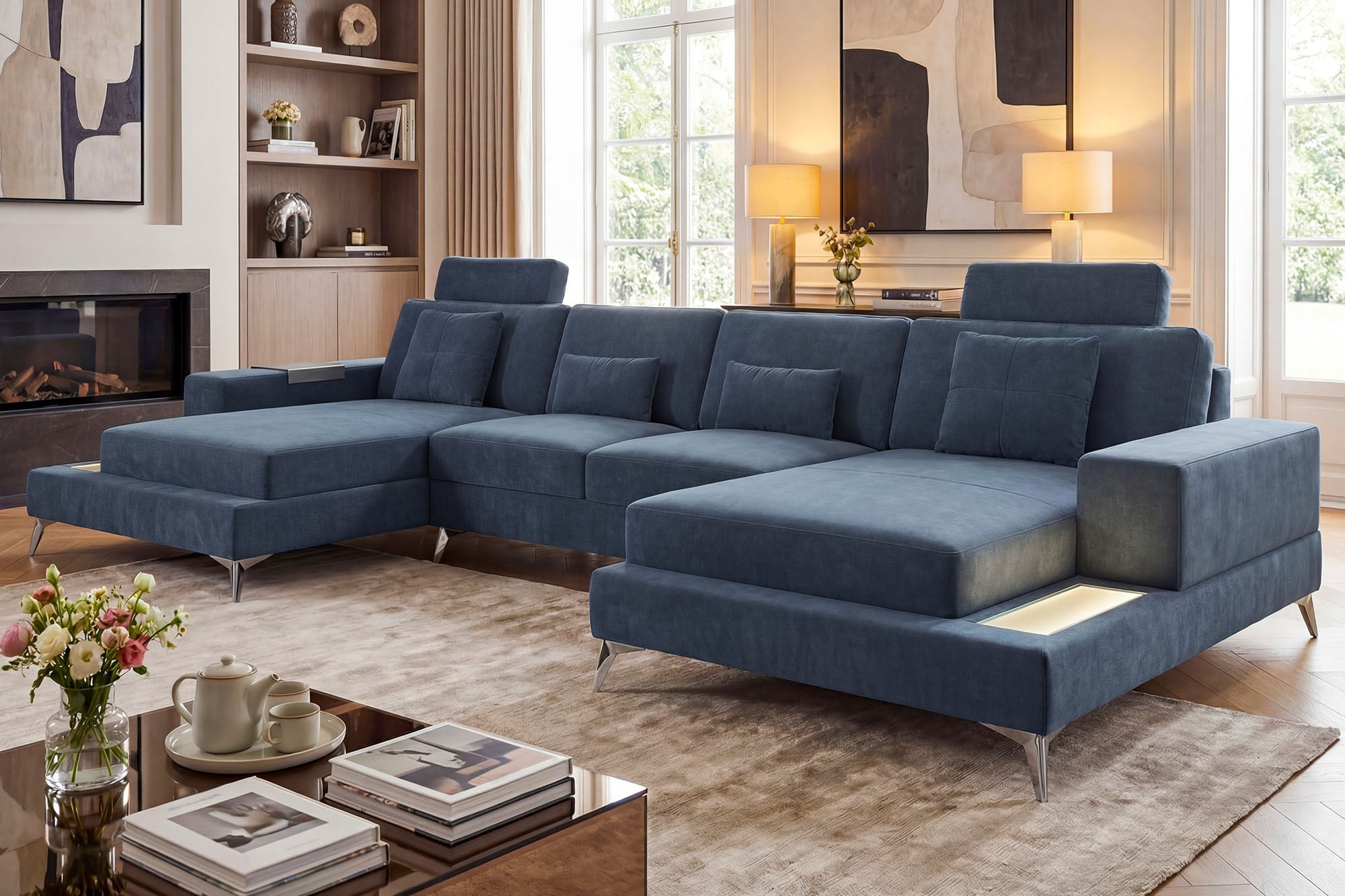 Maximilian [S] Stoff Wohnlandschaft U-Ottomane