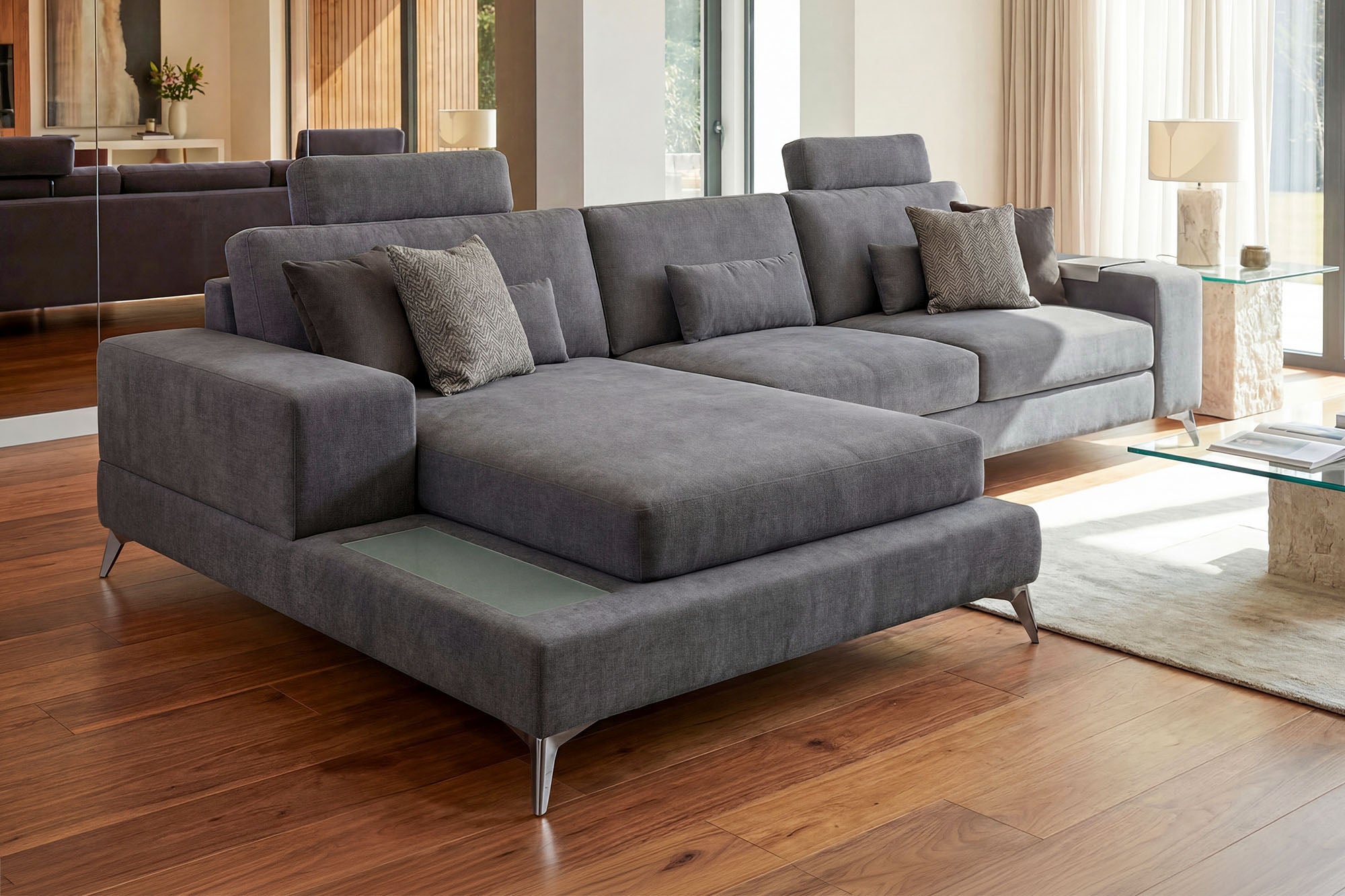 Maximilian III [S] Stoffsofa mit Ottomane