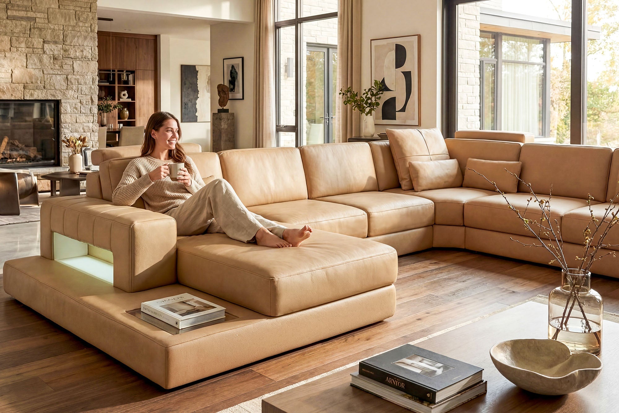 Paul [S] Leder Wohnlandschaft U-Ottomane