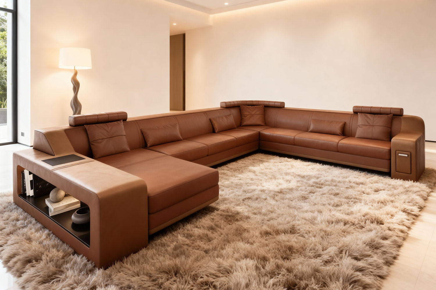 Magnus LG [S] Große Leder Wohnlandschaft U-Ottomane