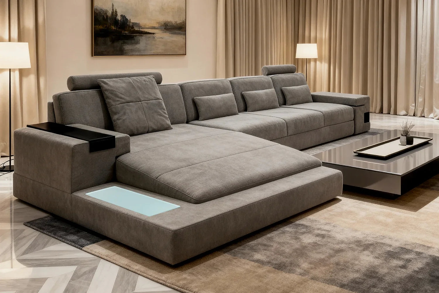 Bruno III-LG [S] Stoff Wohnlandschaft U-Ottomane